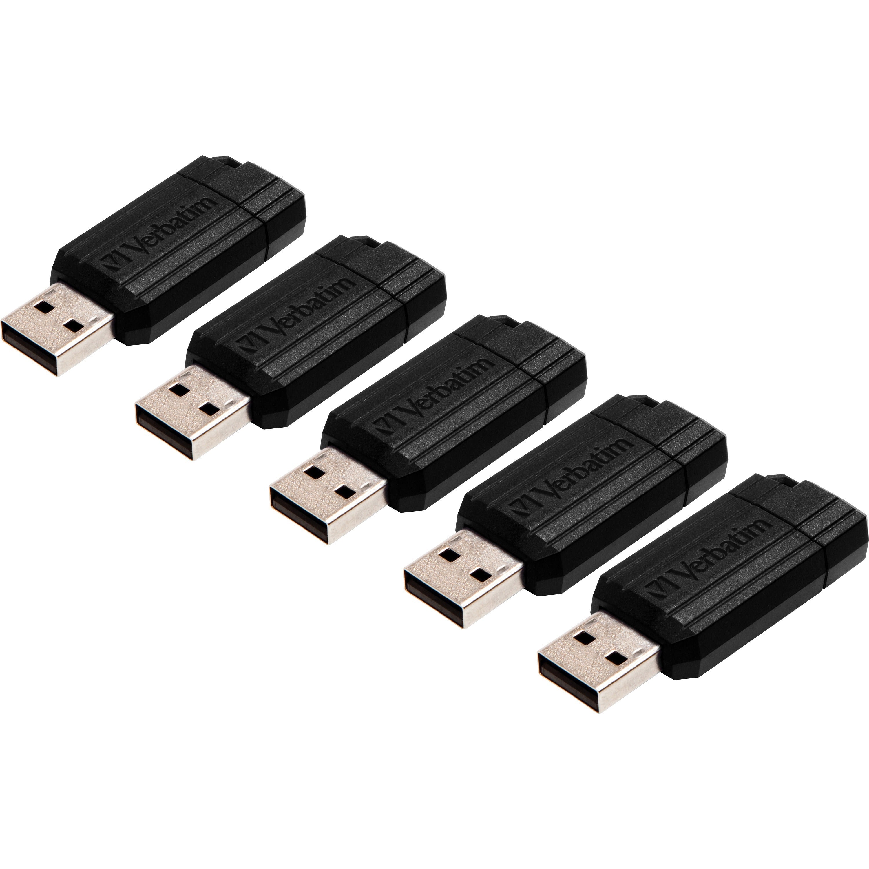 verbatim-pinstripe-usb-flash-drives-8-gb-usb-20-black-5-bundle_ver49062bd - 1
