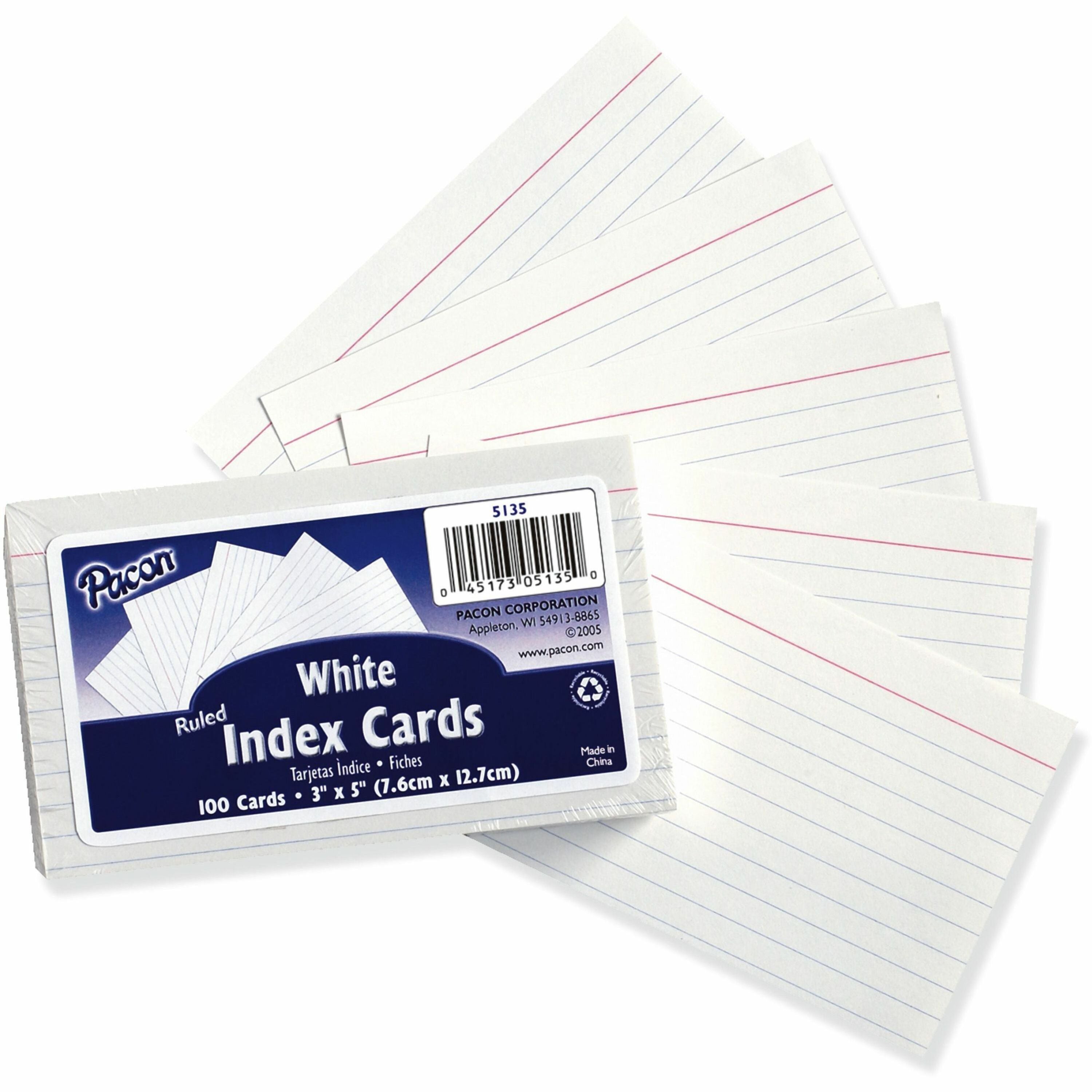 pacon-ruled-index-cards-front-ruling-surface-ruled-025-ruled-index-card-3-x-5-white-paper-sturdy-100-pack_pac5135 - 1