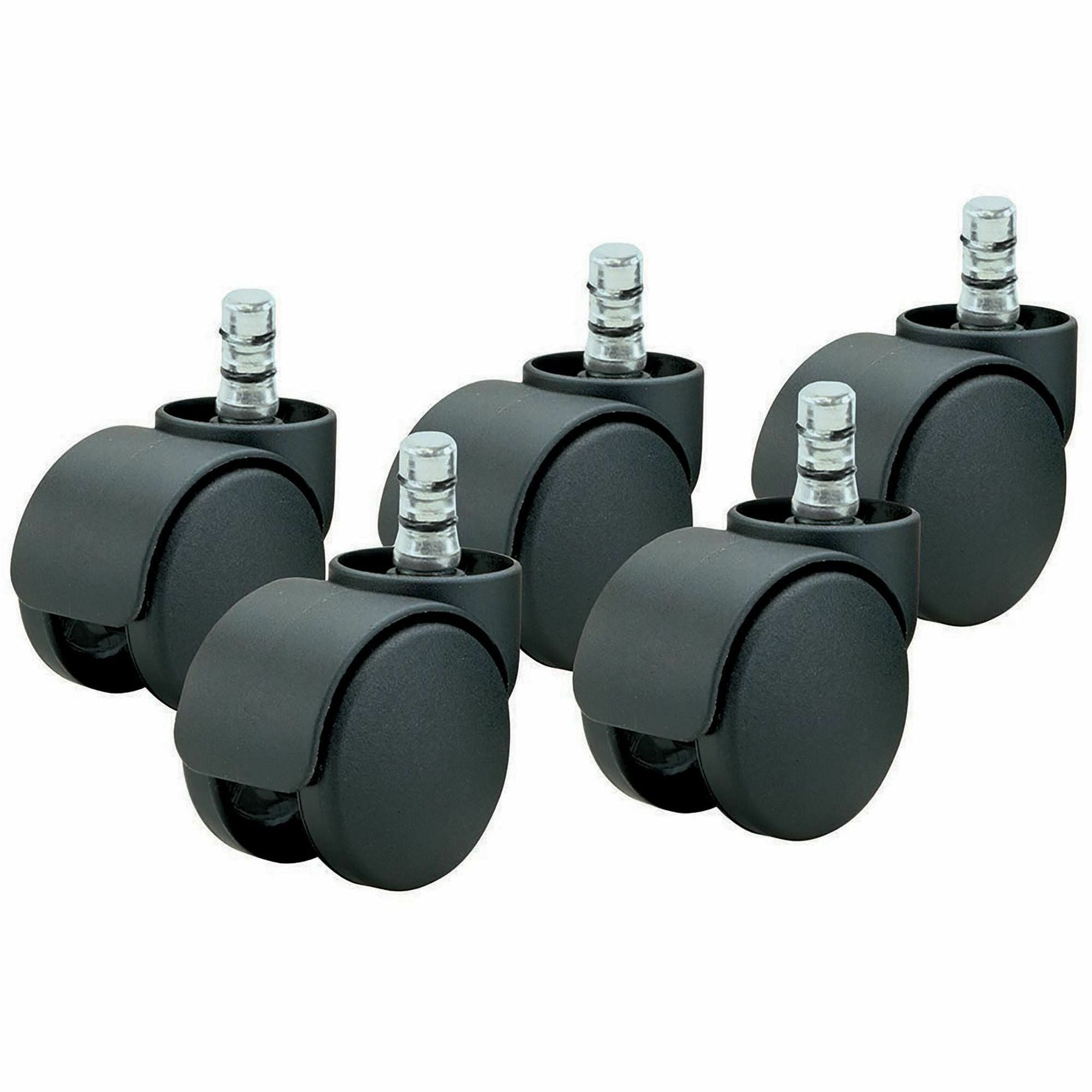 Master Caster Futura Noiseless Carpet Casters - 2.19" Diameter - 120 lb - Nylon - Matte Black - 5 / Set -