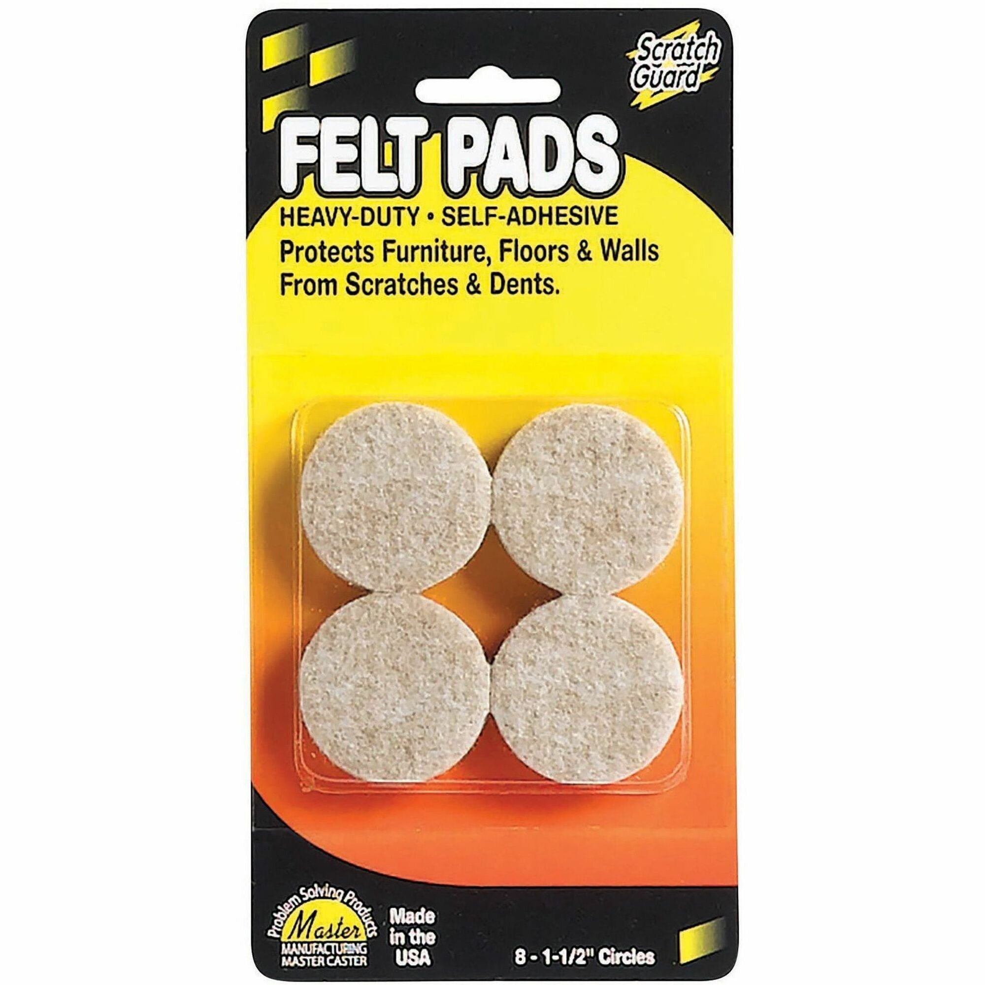 Scratch Guard Self-Adhesive Felt Circles - Circle - Self-adhesive - Beige - Polyester Felt - 8/Pack - 1