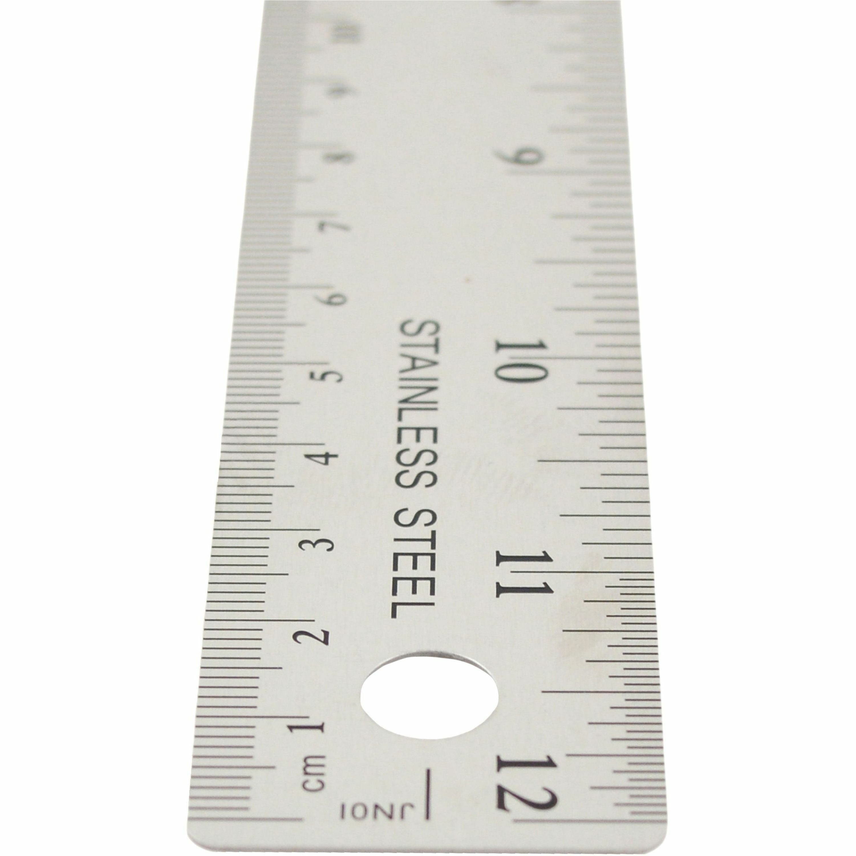 Westcott Stainless Steel Rulers - 12" Length 1" Width - 1/16, 1/32 Graduations - Metric, Imperial Measuring System - Stainless Steel - 12 / Box - Stainless Steel - 2