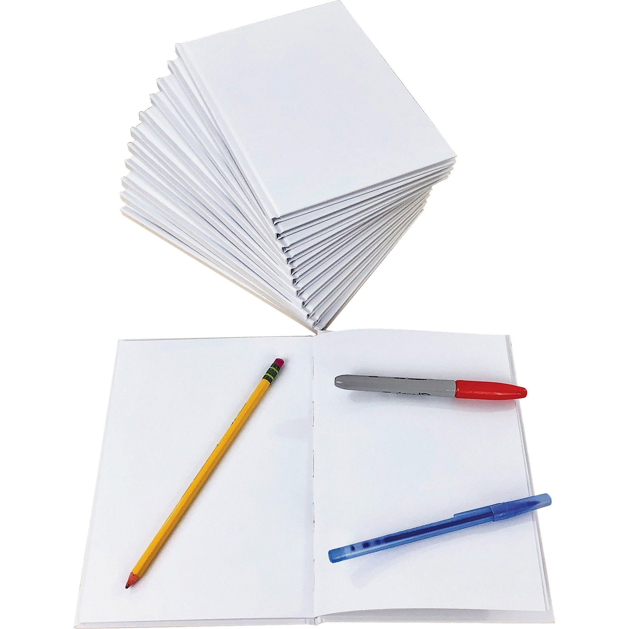 ashley-hardcover-blank-book-28-pages-plain-6-x-8-white-paper-hard-cover-durable-12-bundle_ash10700bd - 1