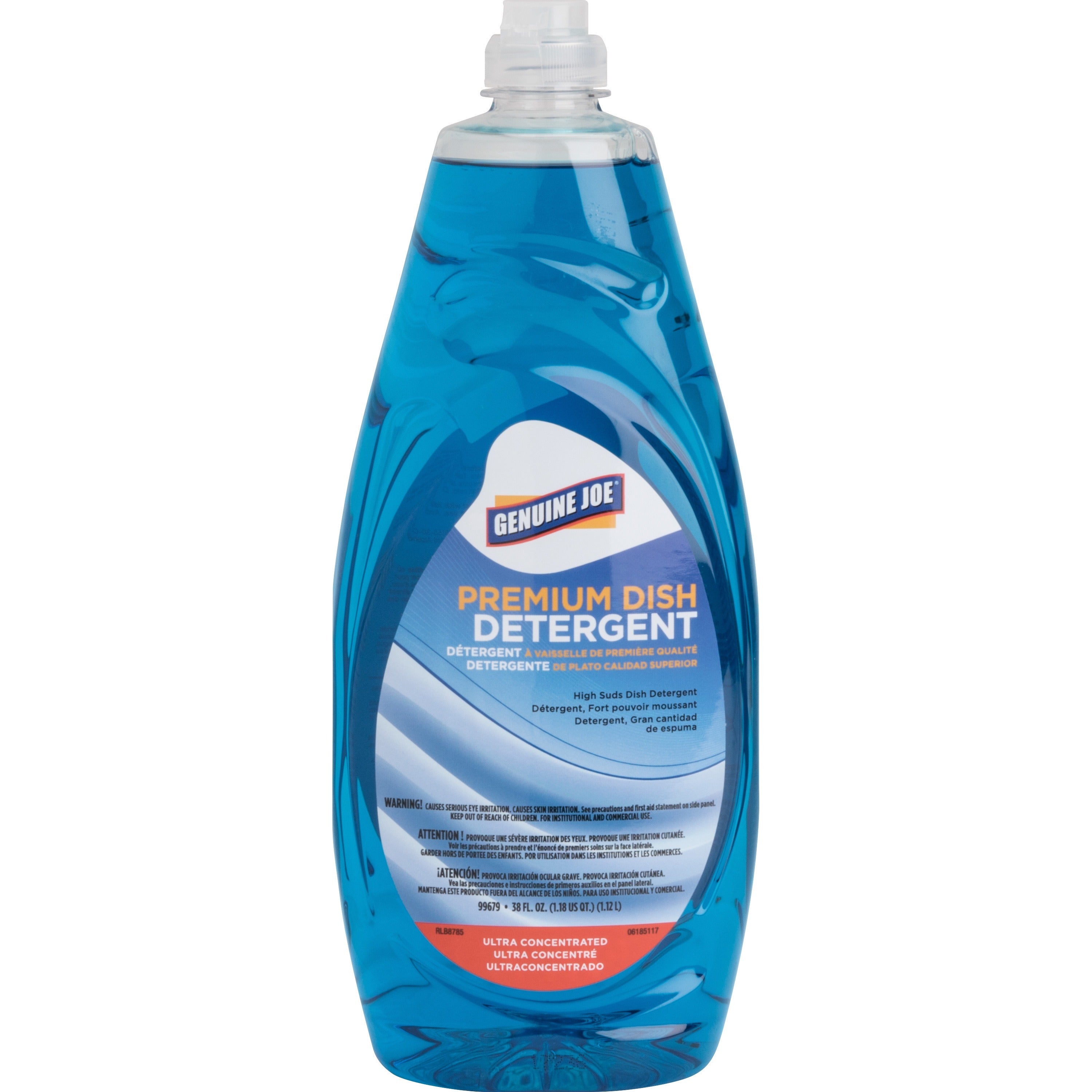 Genuine Joe Premium Dish Detergent - For Dish - Concentrate - 38 fl oz (1.2 quart) - 1 Each - Film-free - Blue - 1