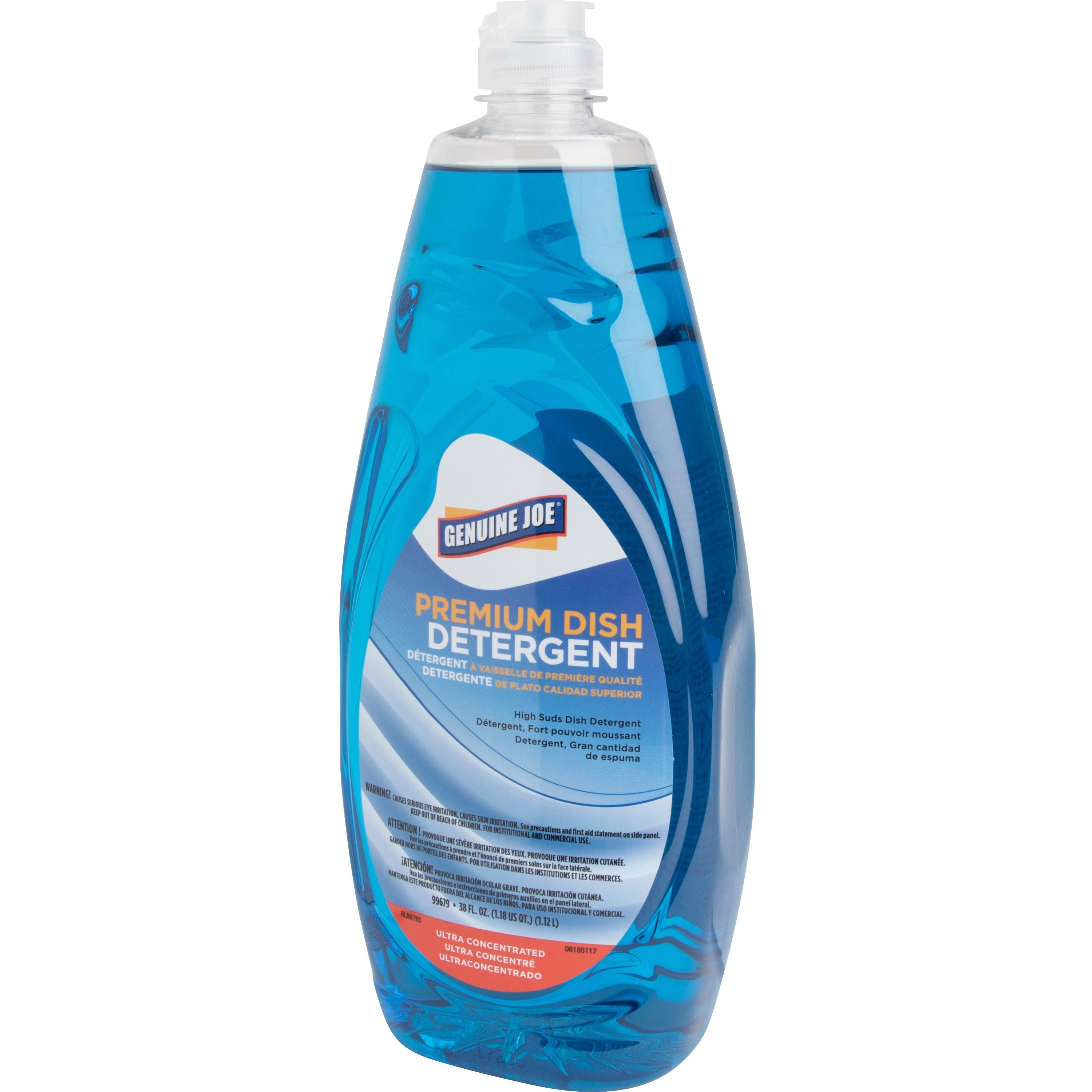 Genuine Joe Premium Dish Detergent - For Dish - Concentrate - 38 fl oz (1.2 quart) - 1 Each - Film-free - Blue - 2