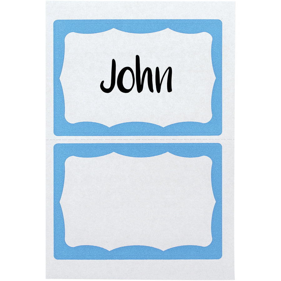 advantus-color-border-adhesive-name-badges-2-5-8-height-x-3-3-4-width-removable-adhesive-rectangle-white-blue-100-box_avt97048 - 2
