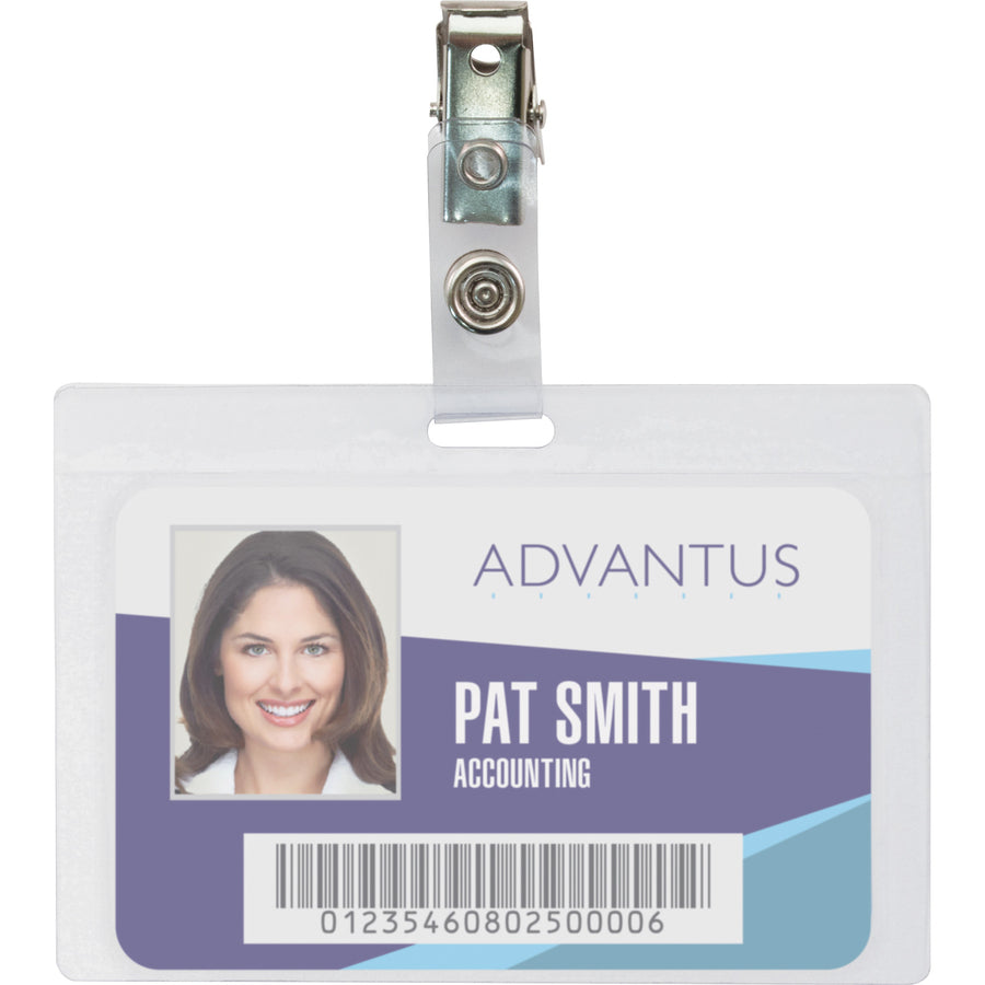 advantus-strap-clip-self-laminating-badge-holders-support-350-x-225-media-horizontal-4-x-29-x-25-pack-clear_avt97101 - 2