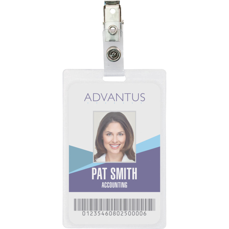 advantus-strap-clip-self-laminating-badge-holders-support-225-x-350-media-vertical-43-x-26-x-25-pack-clear_avt97102 - 2