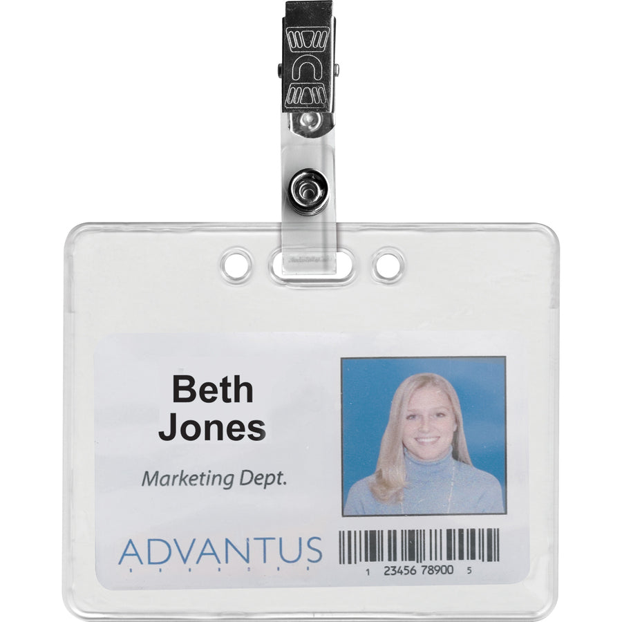 advantus-id-badge-clip-adapters-metal-vinyl-25-pack-silver_avt97302 - 2