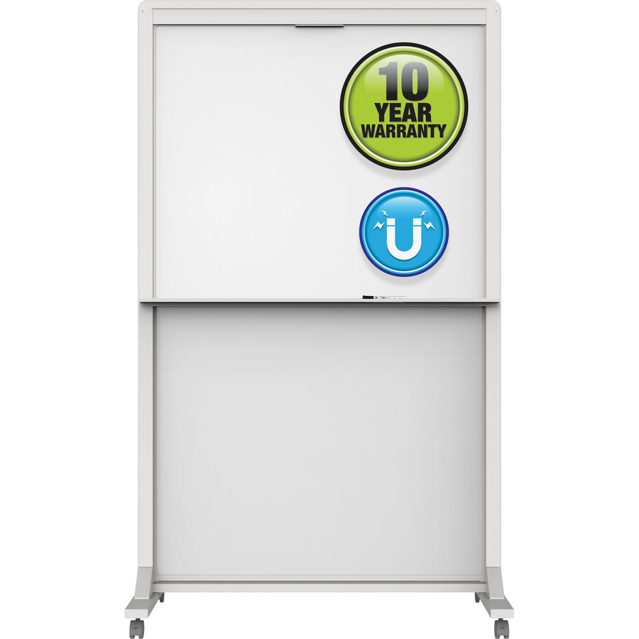 quartet-motion-dual-track-mobile-magnetic-dry-erase-easel-40-33-ft-width-x-68-57-ft-height-white-painted-steel-surface-white-aluminum-aluminum-frame-rectangle-horizontal-magnetic-assembly-required-1-each_qrtecm4068dt - 2