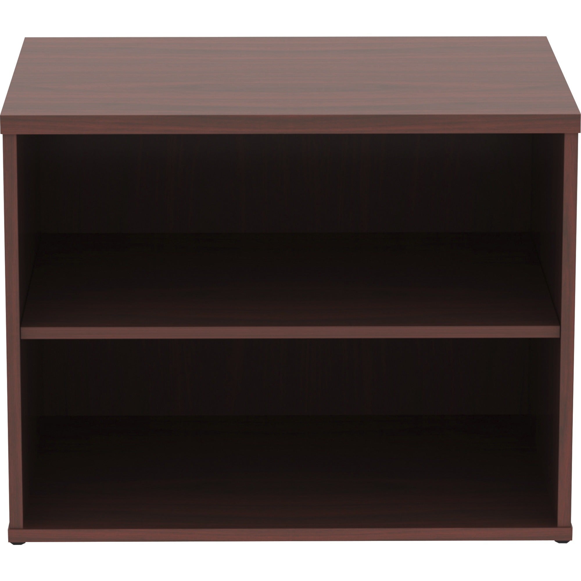 Lorell Relevance Series Storage Cabinet Credenza w/No Doors - 29.5" x 22"23.1" - 2 Shelve(s) - Finish: Mahogany, Laminate - 2