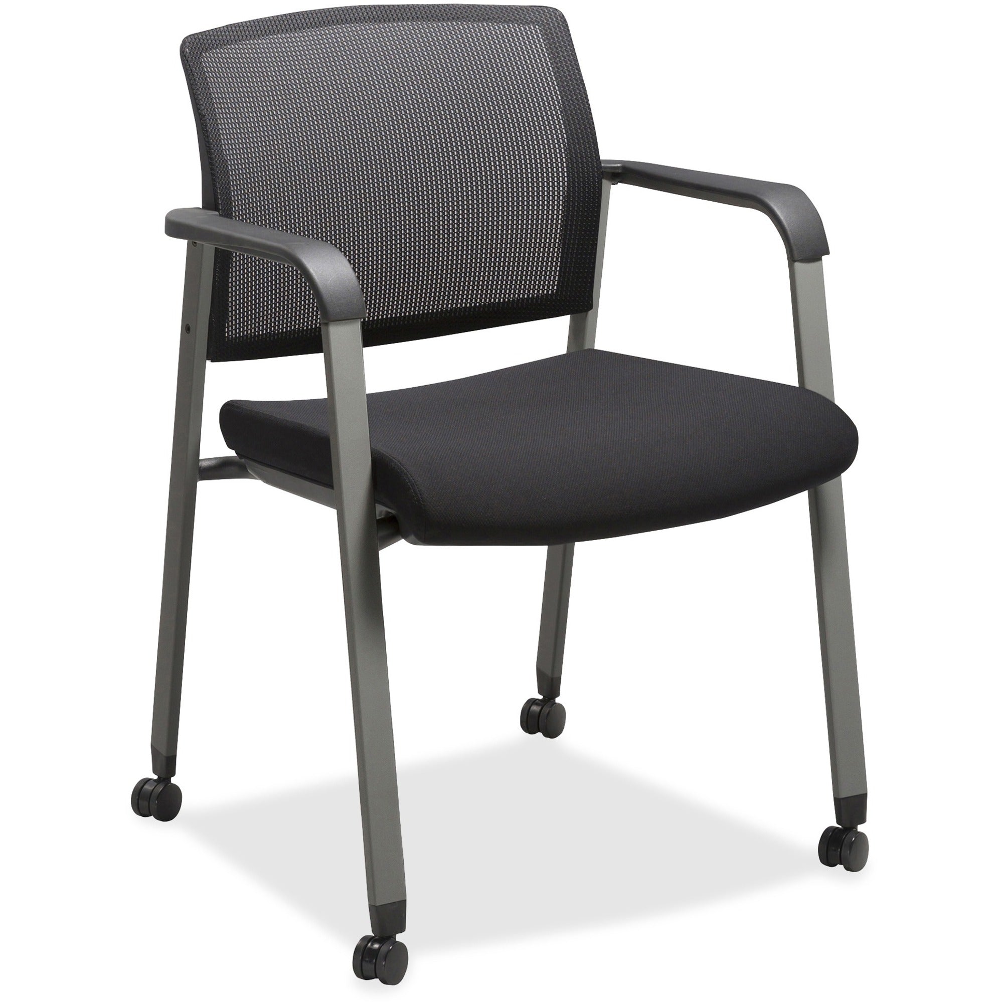 lorell-mesh-back-guest-chair-with-casters-black-fabric-seat-high-back-square-base-1-each_llr30953 - 1