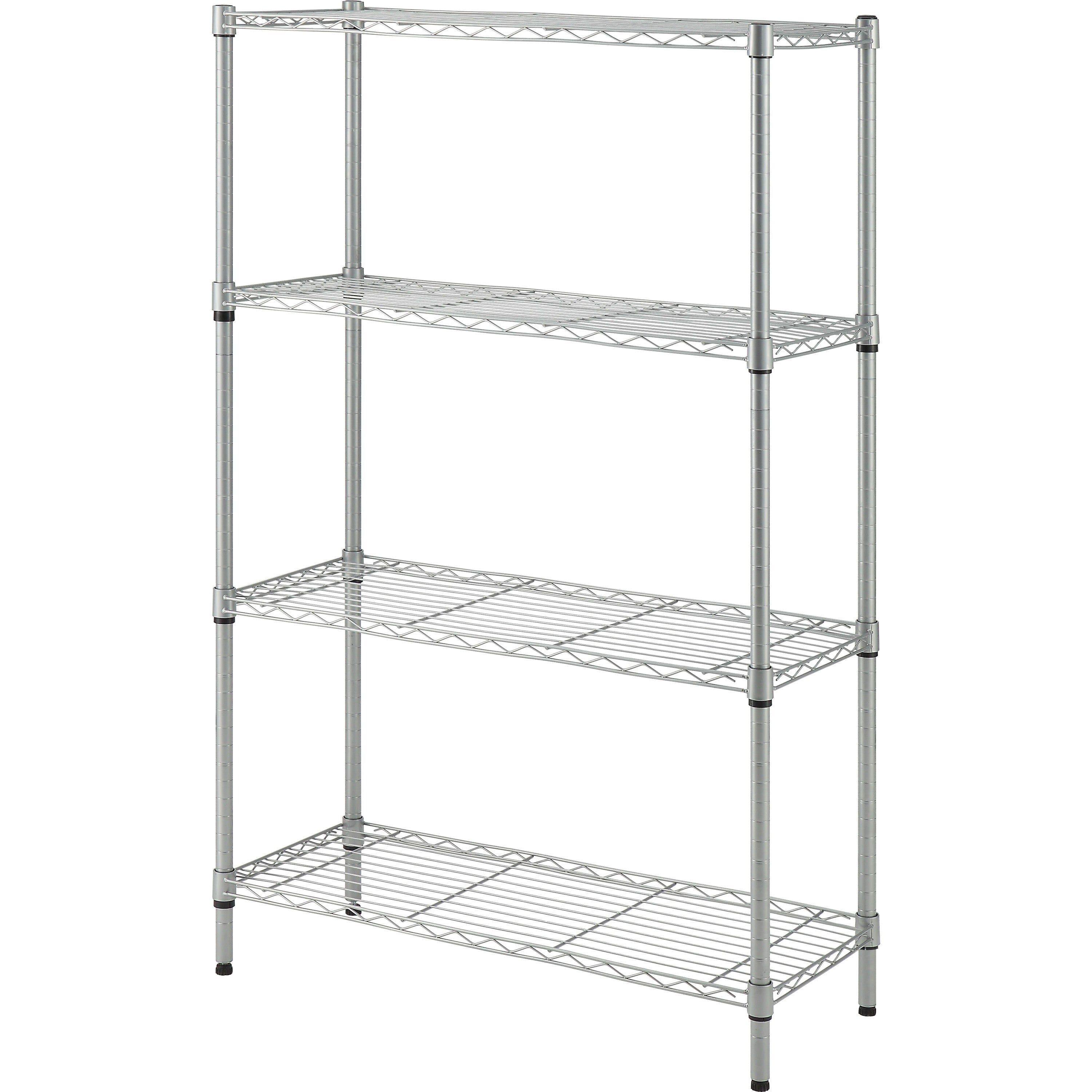 lorell-light-duty-wire-shelving-4-tiers-54-height-x-36-width-x-14-depthfloor-sturdy-epoxy-silver-plastic-metal-steel-1-each_llr70063 - 1