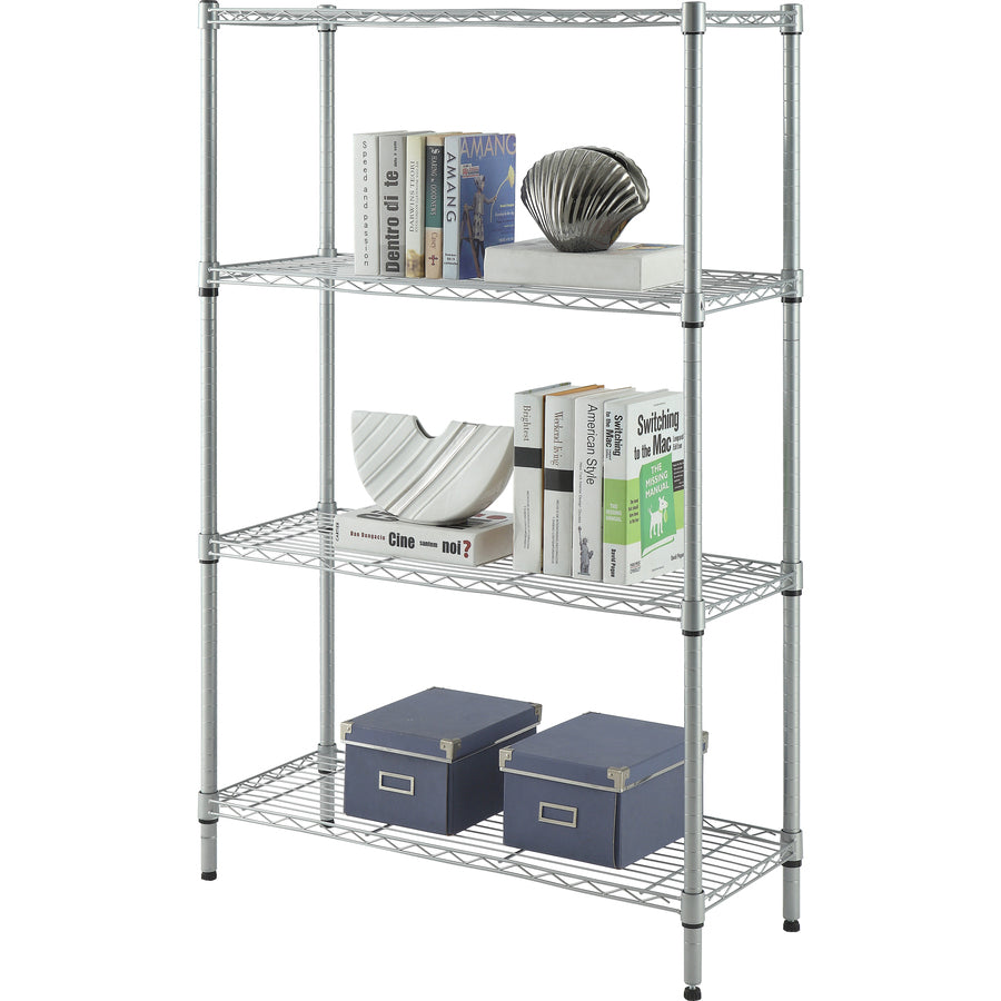 lorell-light-duty-wire-shelving-4-tiers-54-height-x-36-width-x-14-depthfloor-sturdy-epoxy-silver-plastic-metal-steel-1-each_llr70063 - 2