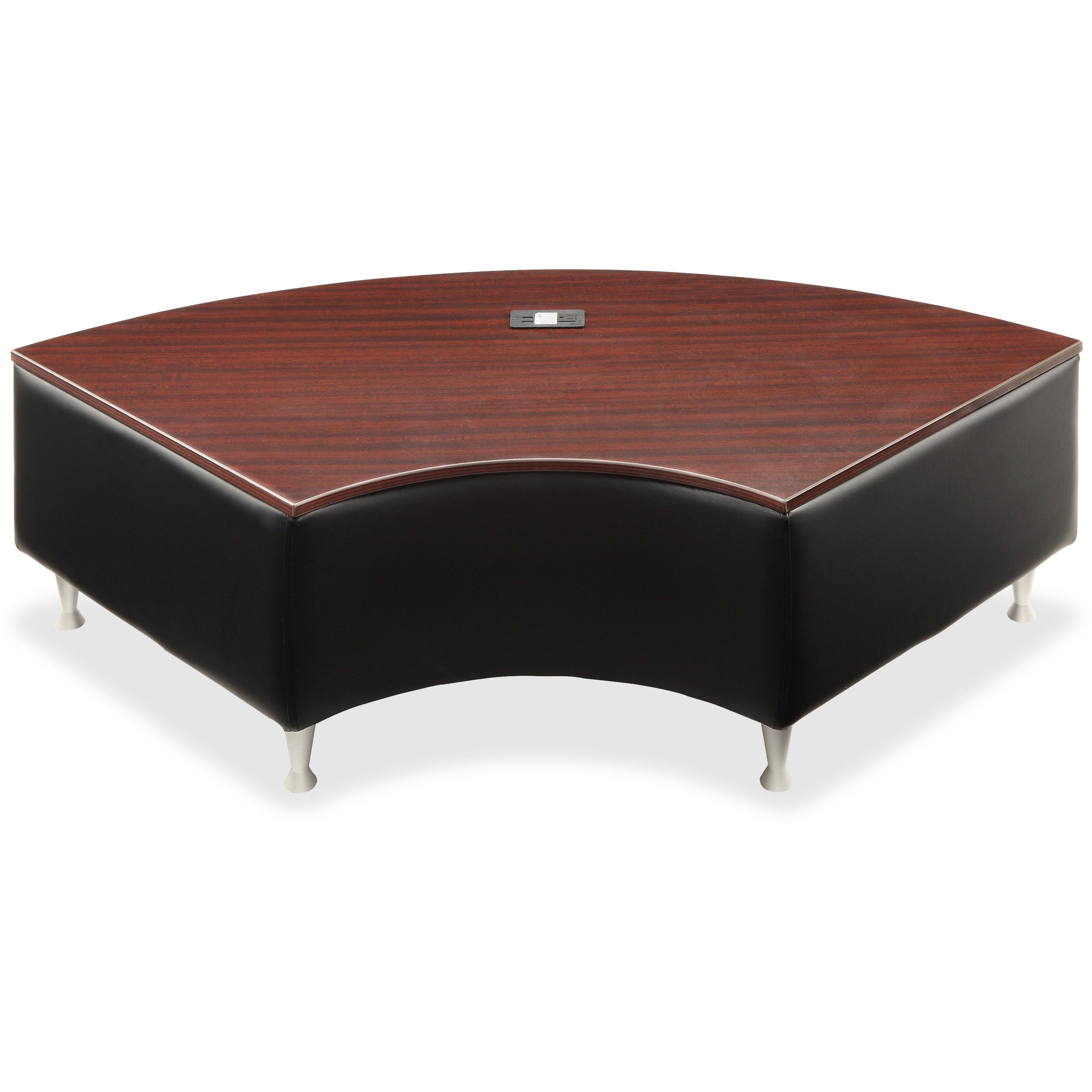 lorell-fuze-modular-series-lounge-connector-unit-four-legged-base-black-mahogany-leather-aluminum-1-each_llr86921 - 1