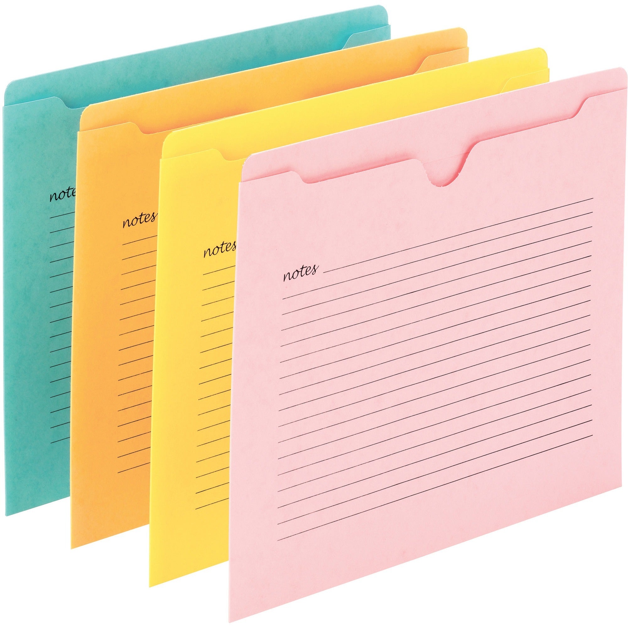 smead-straight-tab-cut-letter-recycled-file-jacket-8-1-2-x-11-aqua-goldenrod-pink-yellow-10%-recycled-12-pack_smd75616 - 1