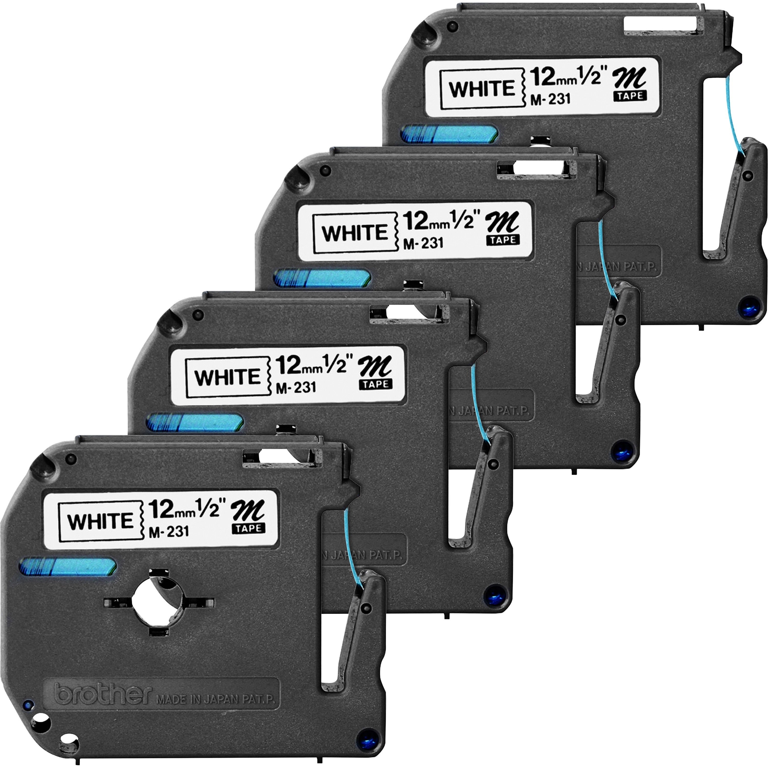 brother-p-touch-nonlaminated-m-series-tape-cartridge-1-2-width-direct-thermal-white-4-bundle-non-laminated-self-adhesive_brtm231bd - 1
