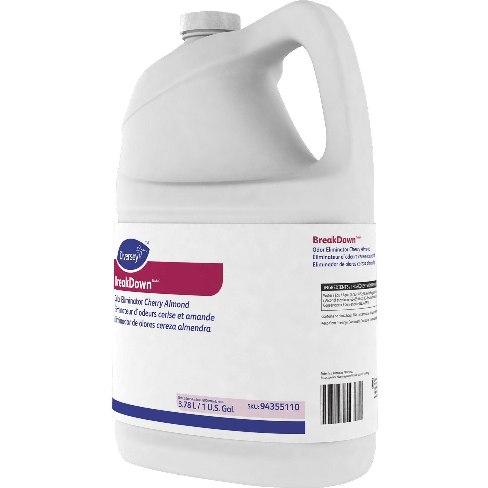diversey-breakdown-odor-eliminator-concentrate-128-fl-oz-4-quart-cherry-almond-scent-4-carton-red_dvo94355110ct - 2