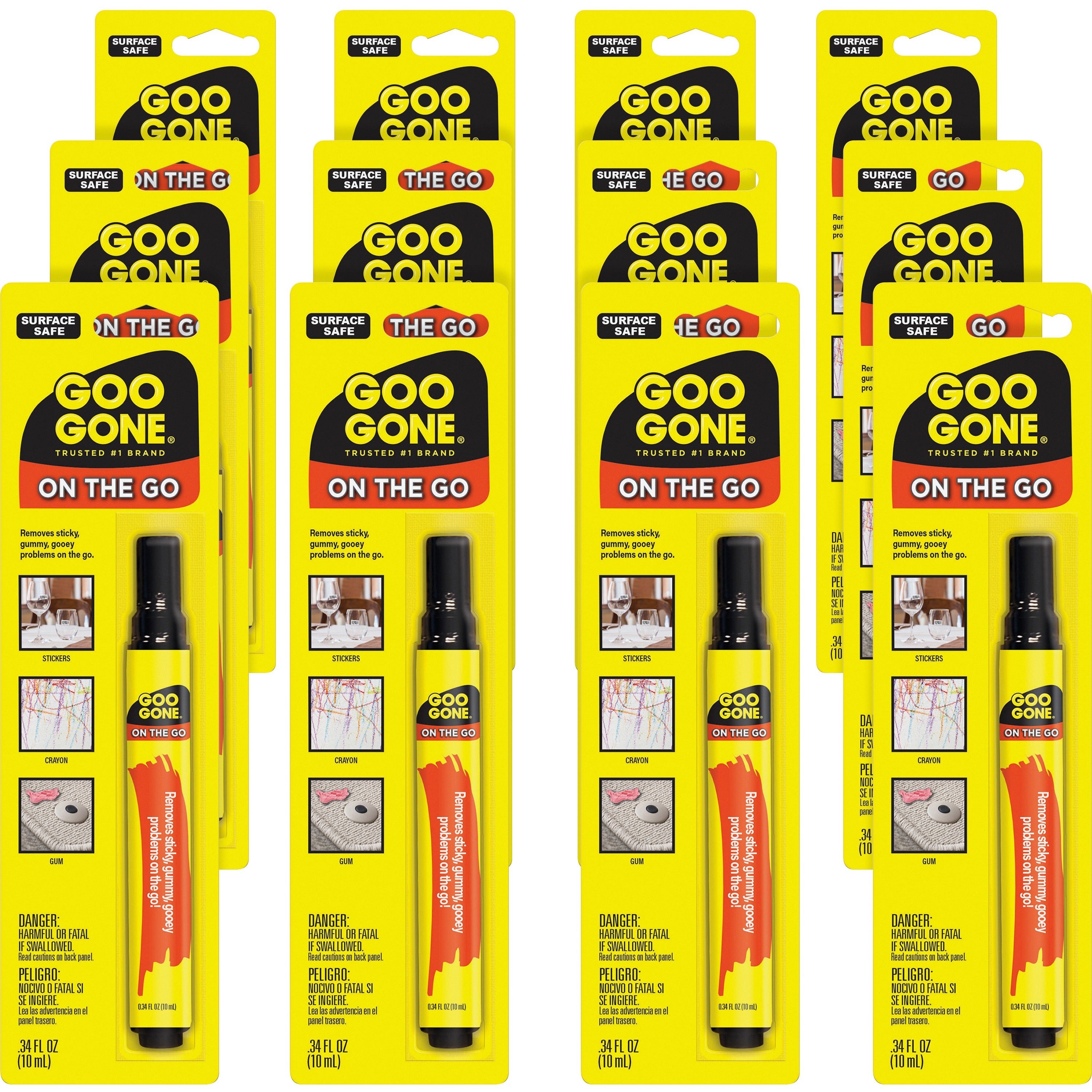 Goo Gone Mess-free Pen - For Multipurpose - 0.34 fl oz - Spill Proof, Unbreakable, Compact, Mess-free, Long Lasting - 12 / Carton - Black, Orange - 1