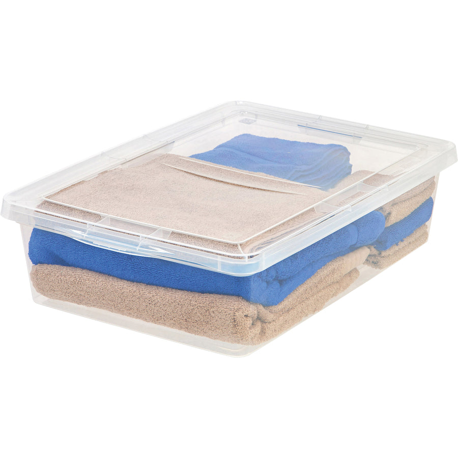iris-28-quart-storage-box-external-dimensions-24-width-x-163-depth-x-6-height-7-gal-snap-in-lid-closure-stackable-plastic-clear-for-clothes-shoes-1-each_irs200420 - 2