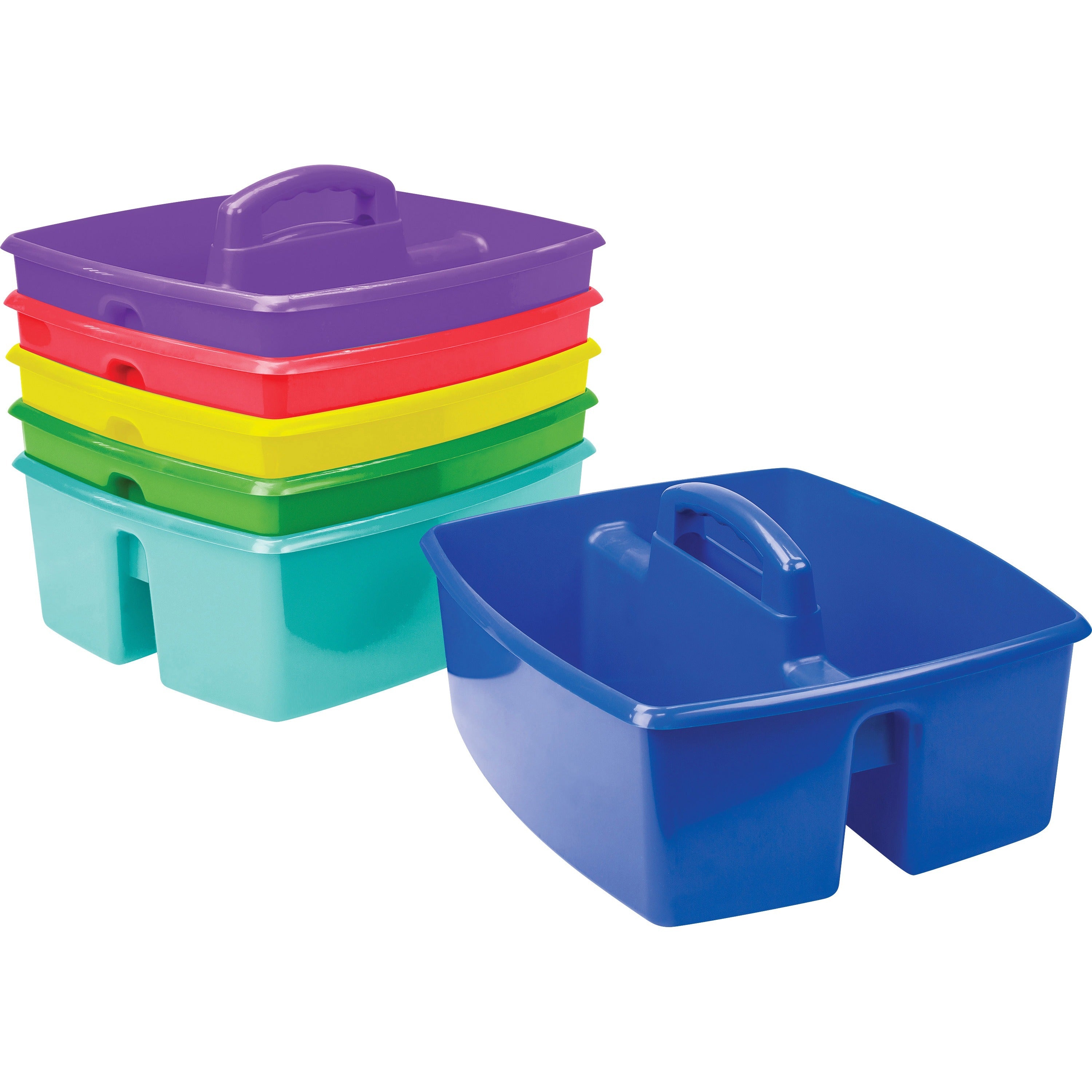 Storex Large Storage Caddy - External Dimensions: 13.2" Length x 11.2" Width x 10.8" Height - Stackable - Plastic - Assorted Bright - For Paint, Marker, Pen - 6 / Carton