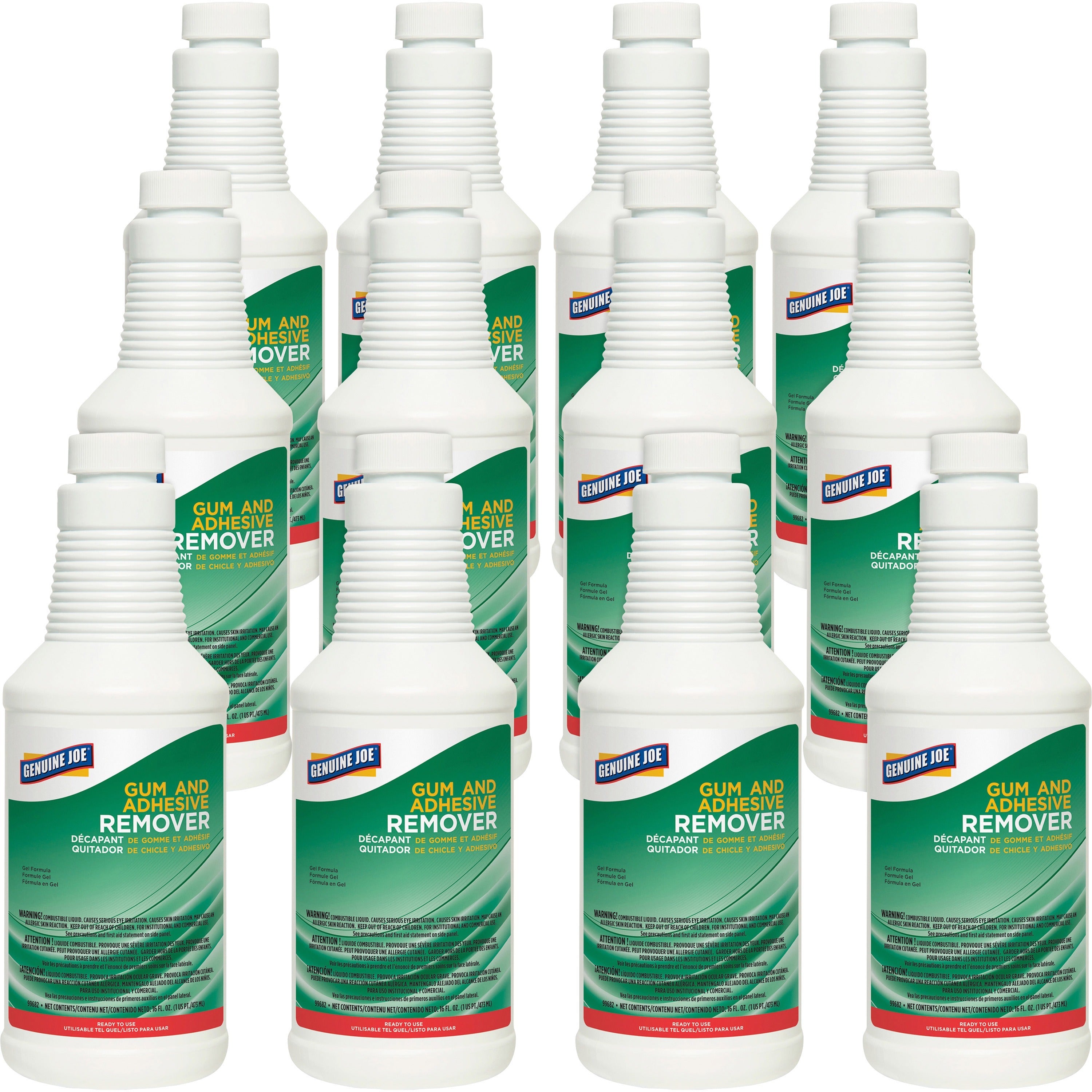 Genuine Joe Gum and Adhesive Remover - For Carpet - Ready-To-Use - 16 fl oz (0.5 quart) - 12 / Carton - Residue-free - White - 1