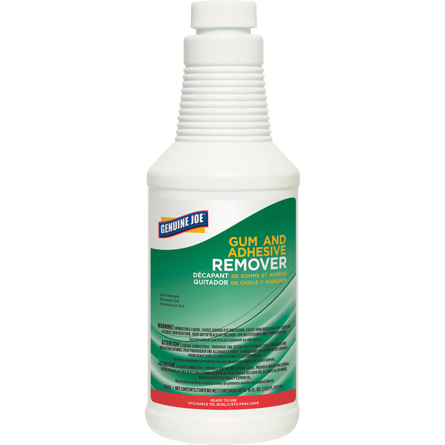 Genuine Joe Gum and Adhesive Remover - For Carpet - Ready-To-Use - 16 fl oz (0.5 quart) - 12 / Carton - Residue-free - White - 2