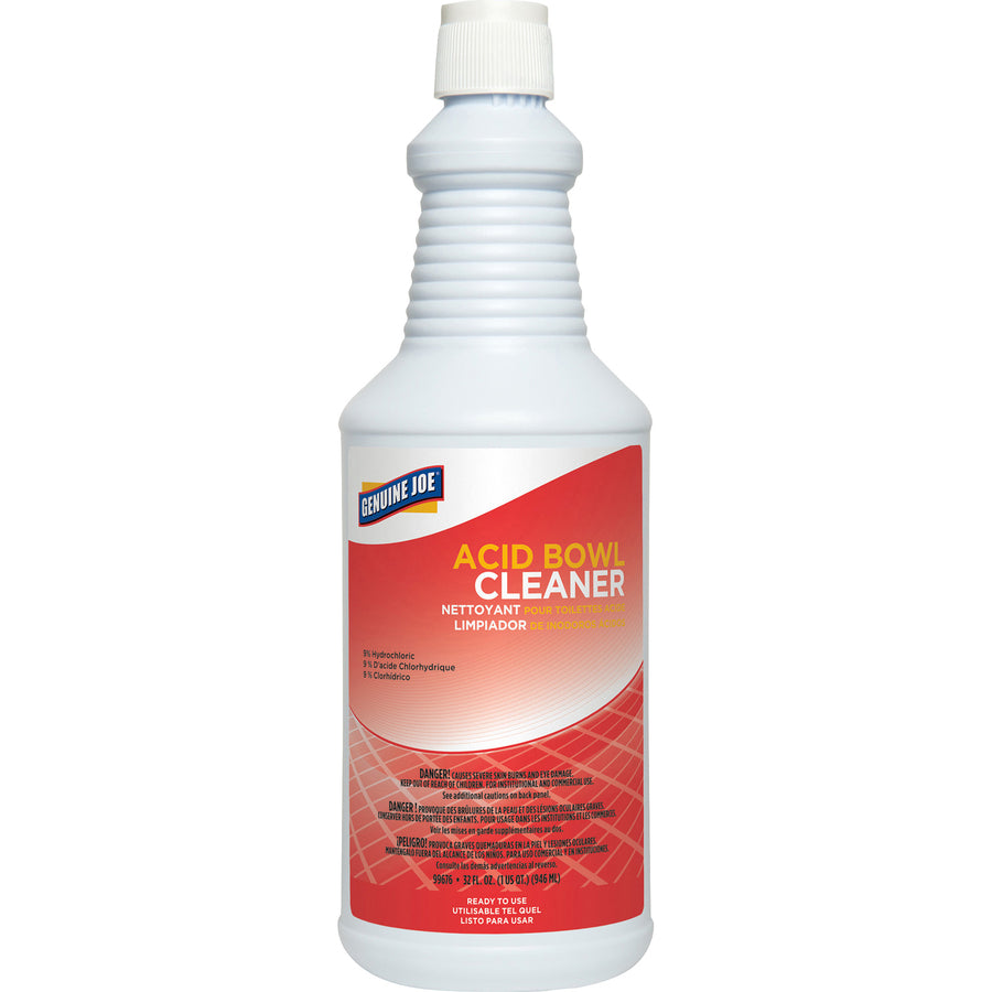 Genuine Joe Acid Bowl Cleaner - Ready-To-Use - 32 fl oz (1 quart) - 12 / Carton - Pleasant Scent - Aqua Marine - 2