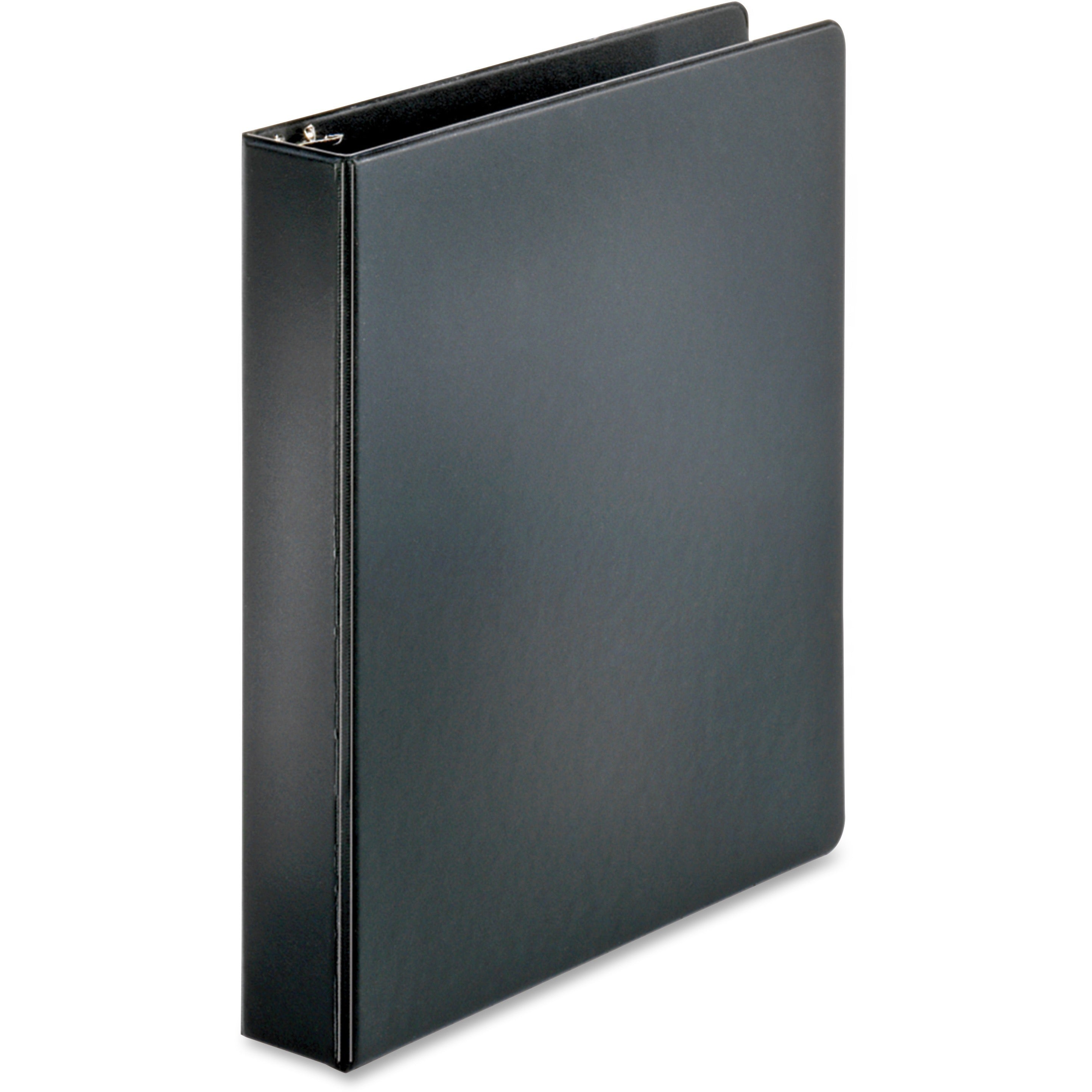 business-source-basic-round-ring-binders-1-1-2-binder-capacity-letter-8-1-2-x-11-sheet-size-350-sheet-capacity-3-x-round-ring-fasteners-internal-pockets-chipboard-polypropylene-black-exposed-rivet-sturdy-4-bundle_bsn28552bd - 2