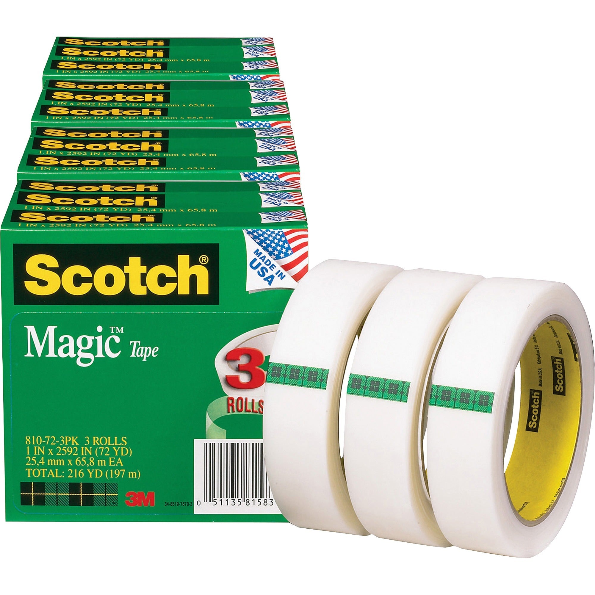 scotch-magic-tape-72-yd-length-x-1-width-3-core-for-mending-splicing-12-bundle-matte-clear_mmm810723pkbd - 1