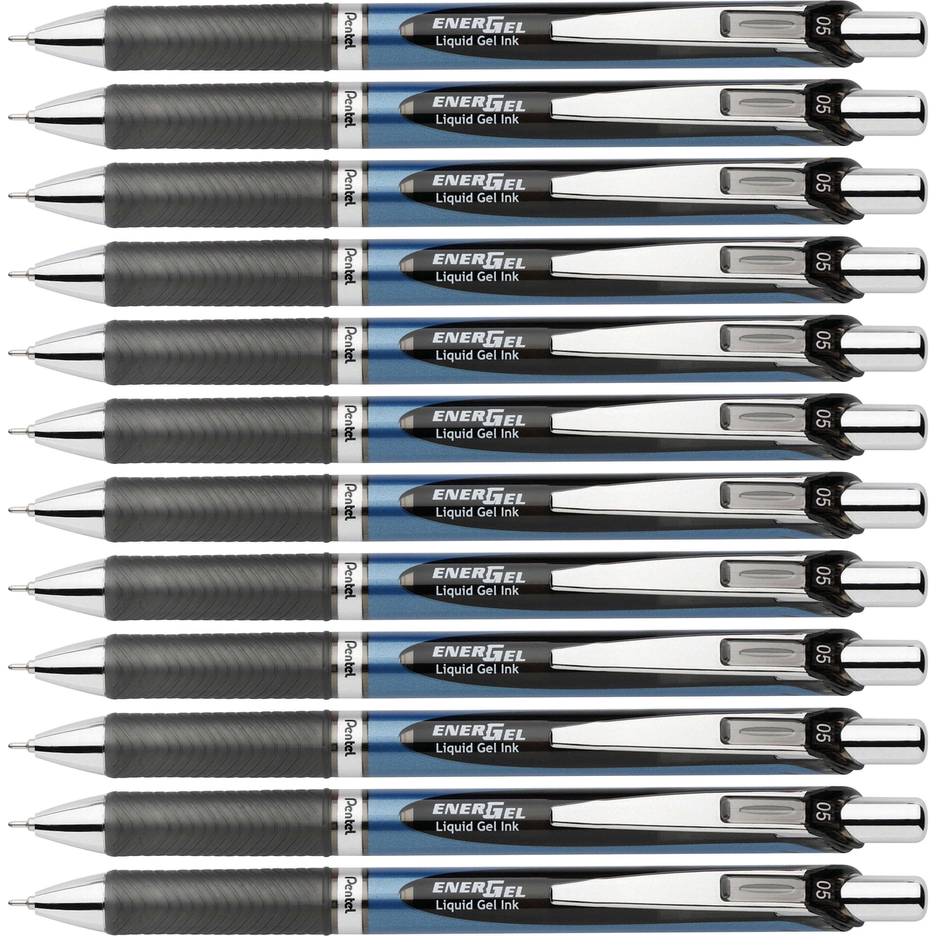 energel-energel-rtx-liquid-gel-pens-fine-pen-point-05-mm-pen-point-size-needle-pen-point-style-refillable-retractable-black-gel-based-ink-blue-barrel-stainless-steel-tip-12-box_penbln75abx - 1