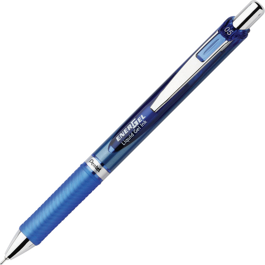 energel-energel-rtx-liquid-gel-pens-fine-pen-point-05-mm-pen-point-size-needle-pen-point-style-refillable-retractable-blue-gel-based-ink-blue-barrel-stainless-steel-tip-12-box_penbln75cbx - 2