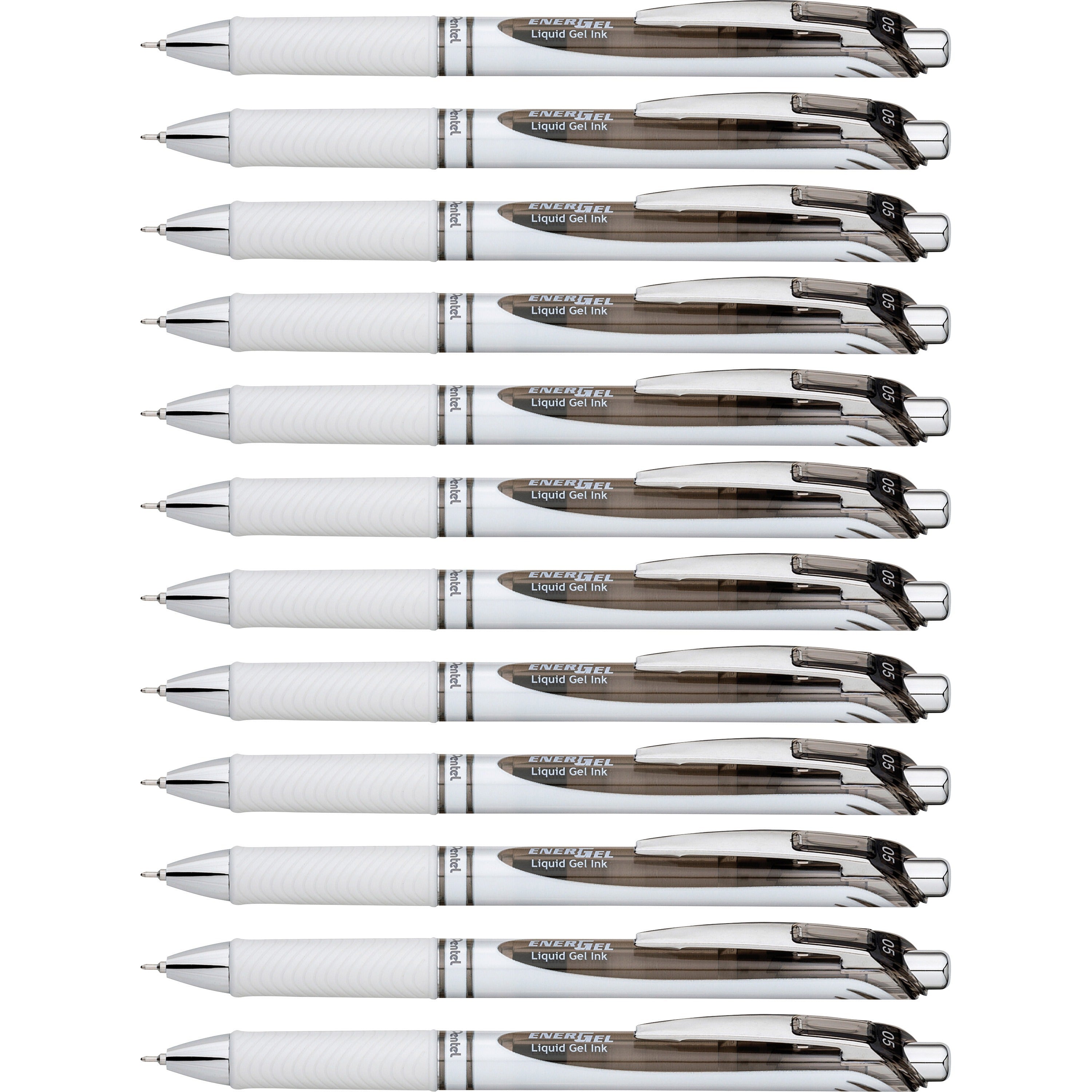 energel-energel-pearl-liquid-gel-pens-fine-pen-point-05-mm-pen-point-size-needle-pen-point-style-refillable-retractable-black-gel-based-ink-pearl-white-barrel-stainless-steel-tip-1-dozen_penbln75pwadz - 1