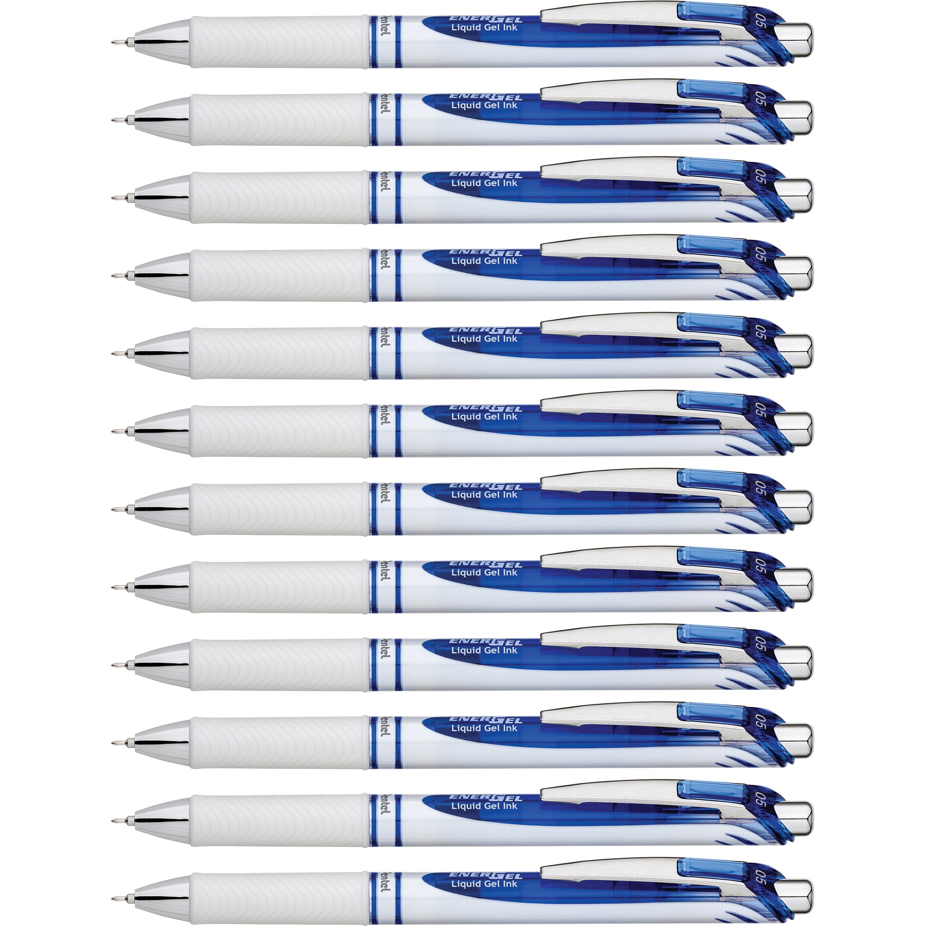 energel-energel-pearl-liquid-gel-pens-fine-pen-point-05-mm-pen-point-size-needle-pen-point-style-refillable-retractable-blue-gel-based-ink-pearl-white-stainless-steel-barrel-1-dozen_penbln75pwcdz - 1