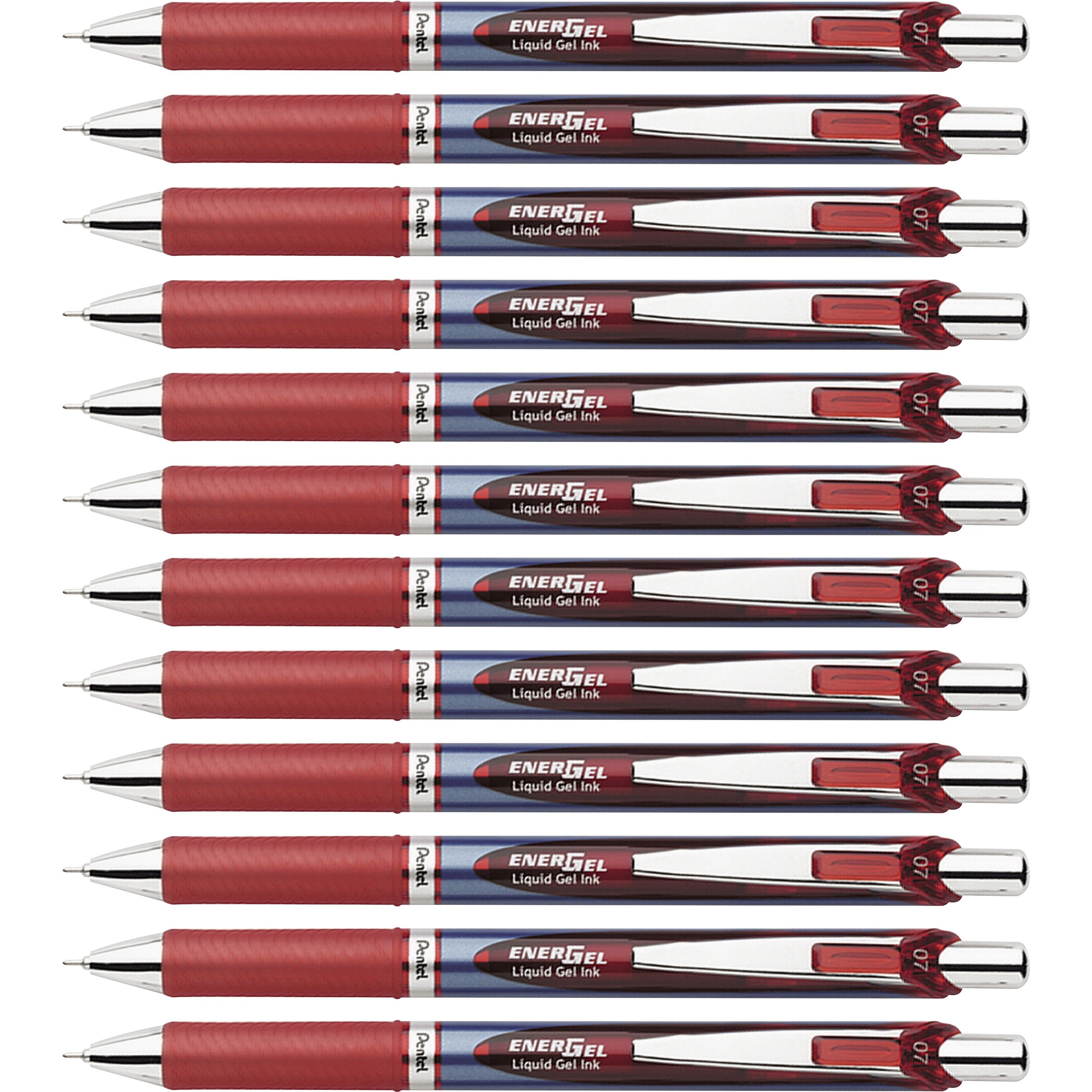 energel-energel-rtx-liquid-gel-pens-medium-pen-point-07-mm-pen-point-size-needle-pen-point-style-refillable-retractable-red-gel-based-ink-blue-barrel-stainless-steel-tip-12-box_penbln77bbx - 1