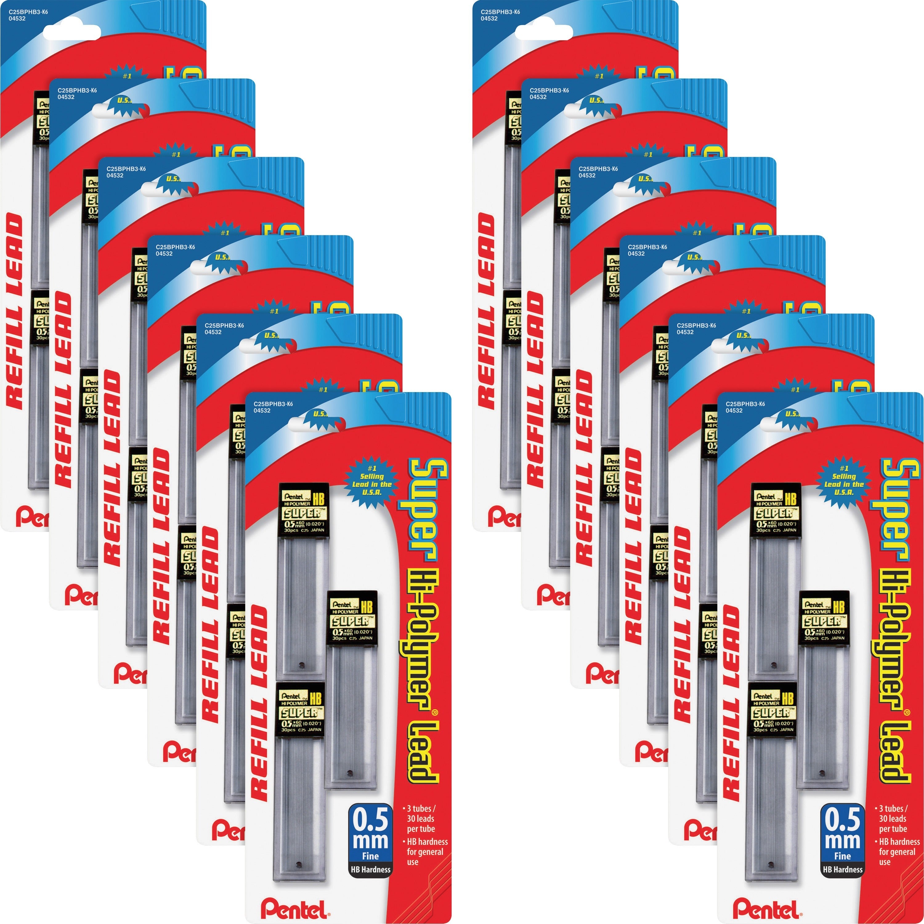 pentel-super-hi-polymer-leads-05-mmfine-point-hb-graphite-36-box_penc25bphb3k6bx - 1