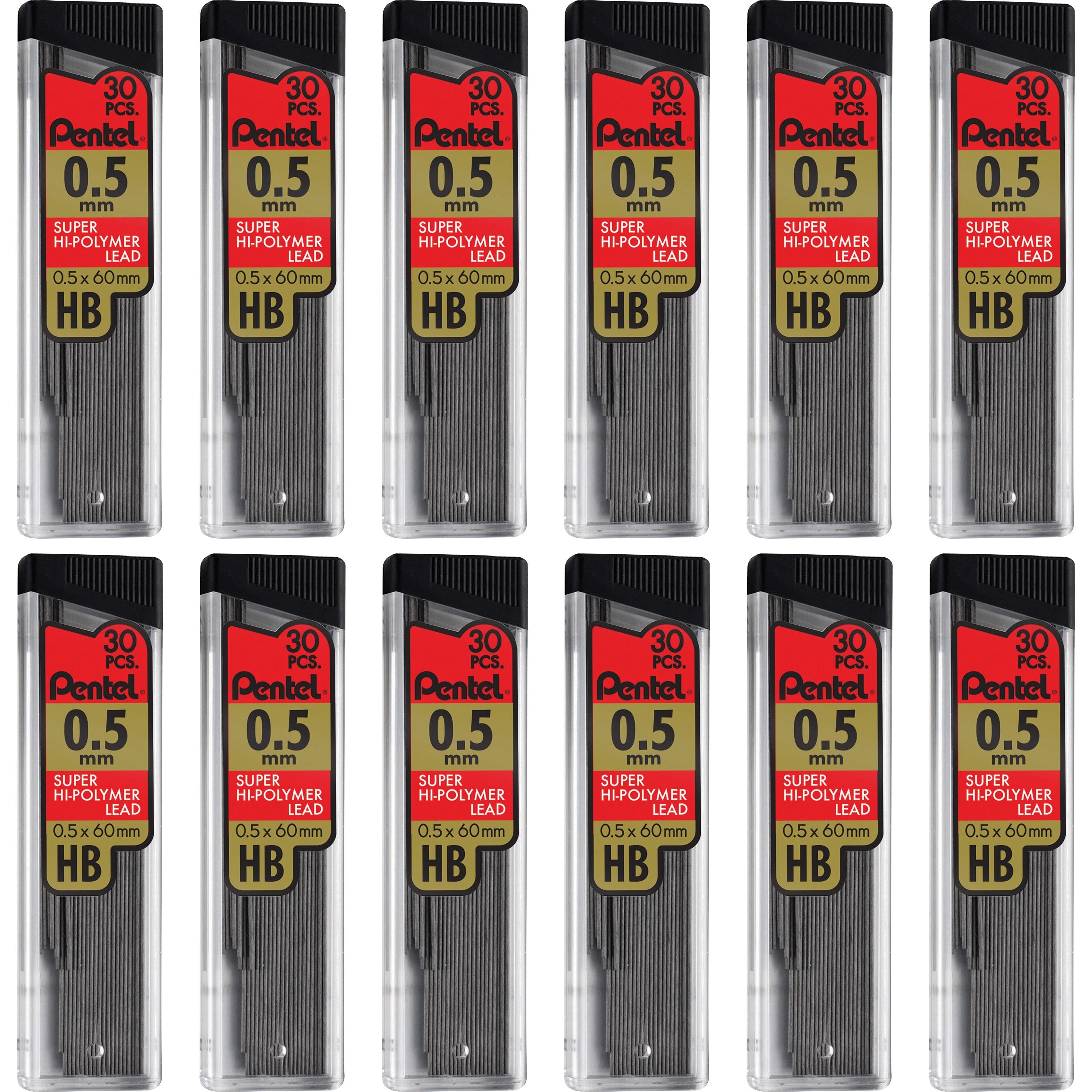 pentel-super-hi-polymer-leads-05-mmfine-point-hb-black-360-box_penc25hbbx - 1
