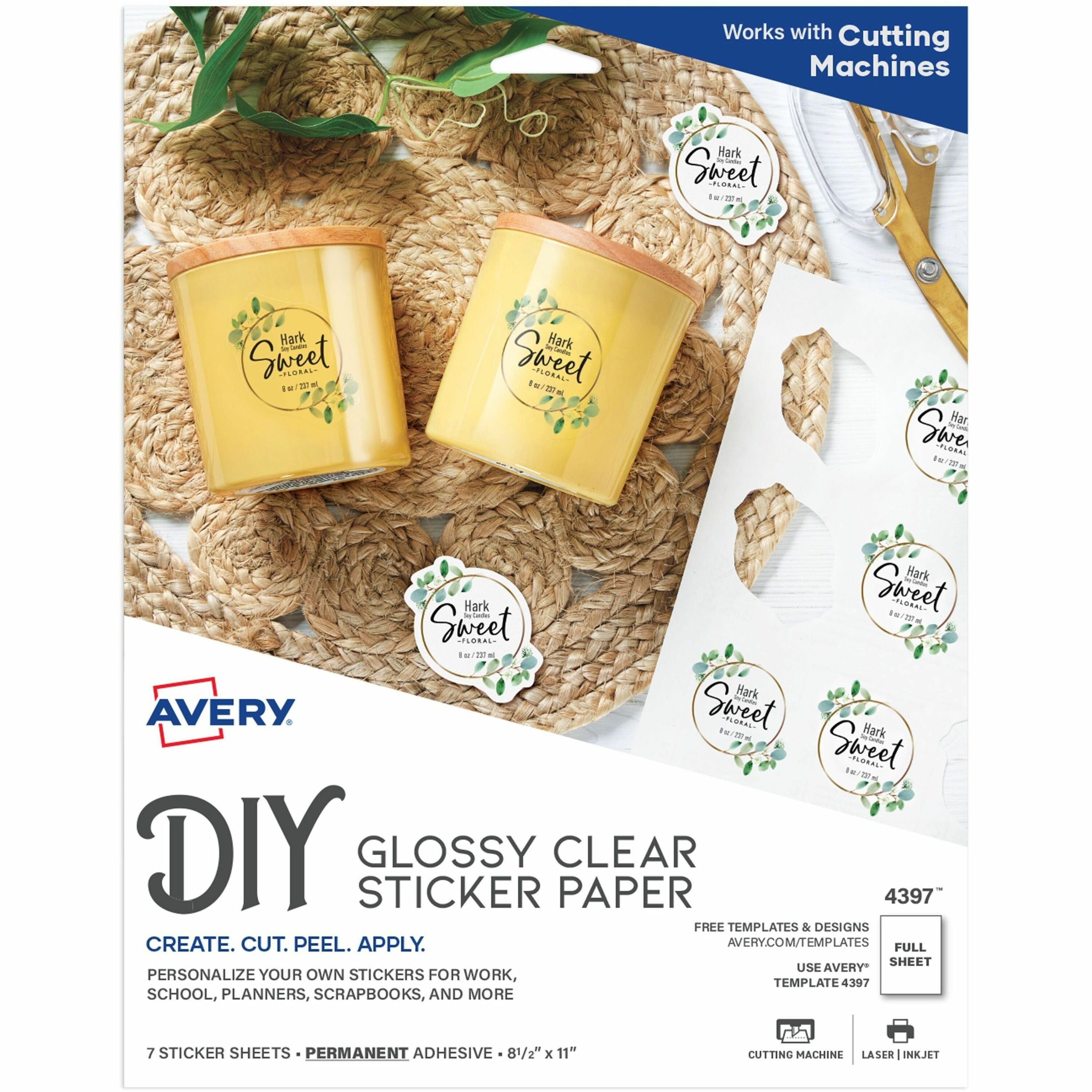 avery-permanent-sticker-paper-letter-8-1-2-x-11-6-carton-printable-permanent-print-to-the-edge-acid-free-lignin-free-glossy-clear_ave04397 - 1