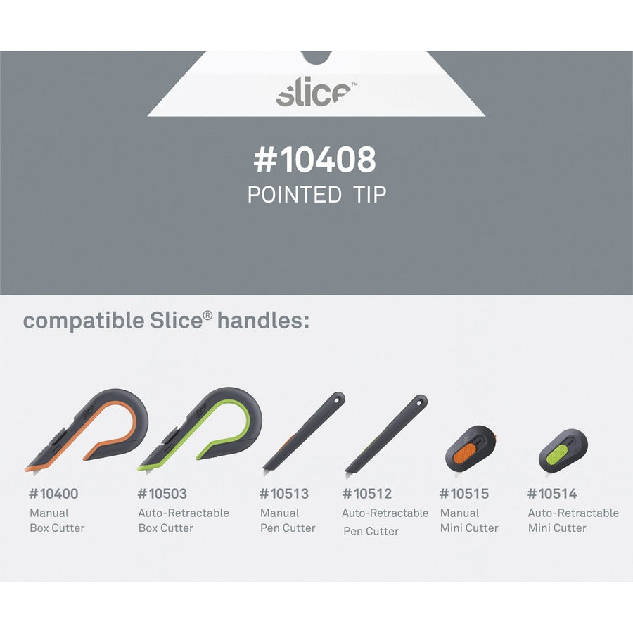 Slice Pointed Tip Ceramic Cutter Blades - 1.30" Length - Pointed Tip, Rust Resistant, Dual-sided, Non-magnetic, Non-conductive, Reversible, Non-sparking - Zirconium Oxide - 4 / Pack - White - 2