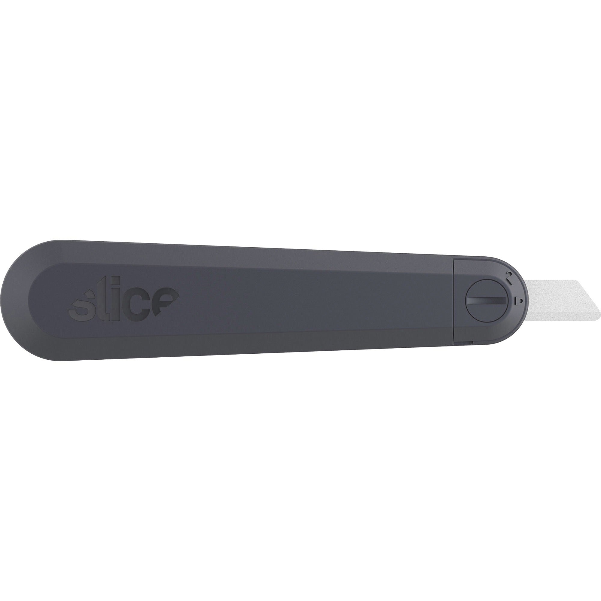 slice-auto-retract-utility-knife-ceramic-blade-retractable-non-sparking-non-conductive-rust-free-blade-durable-ambidextrous-comfortable-glass-filled-nylon-stainless-steel-zirconia-carbon-steel-gray-green-61-length-1-each_sli10554 - 2