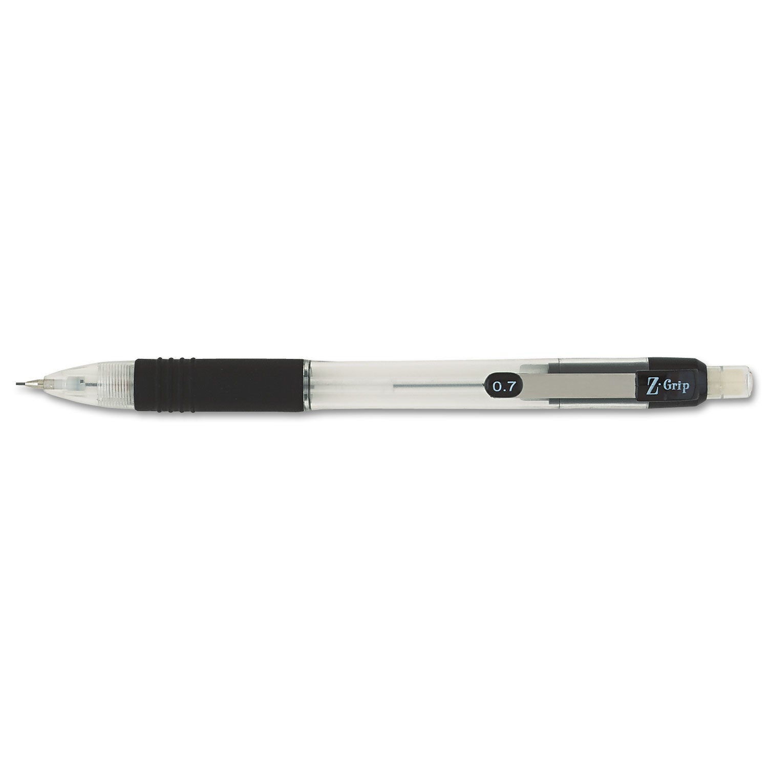 Z-Grip Mechanical Pencil, 0.7 mm, HB (#2), Black Lead, Clear/Black Barrel, Dozen -