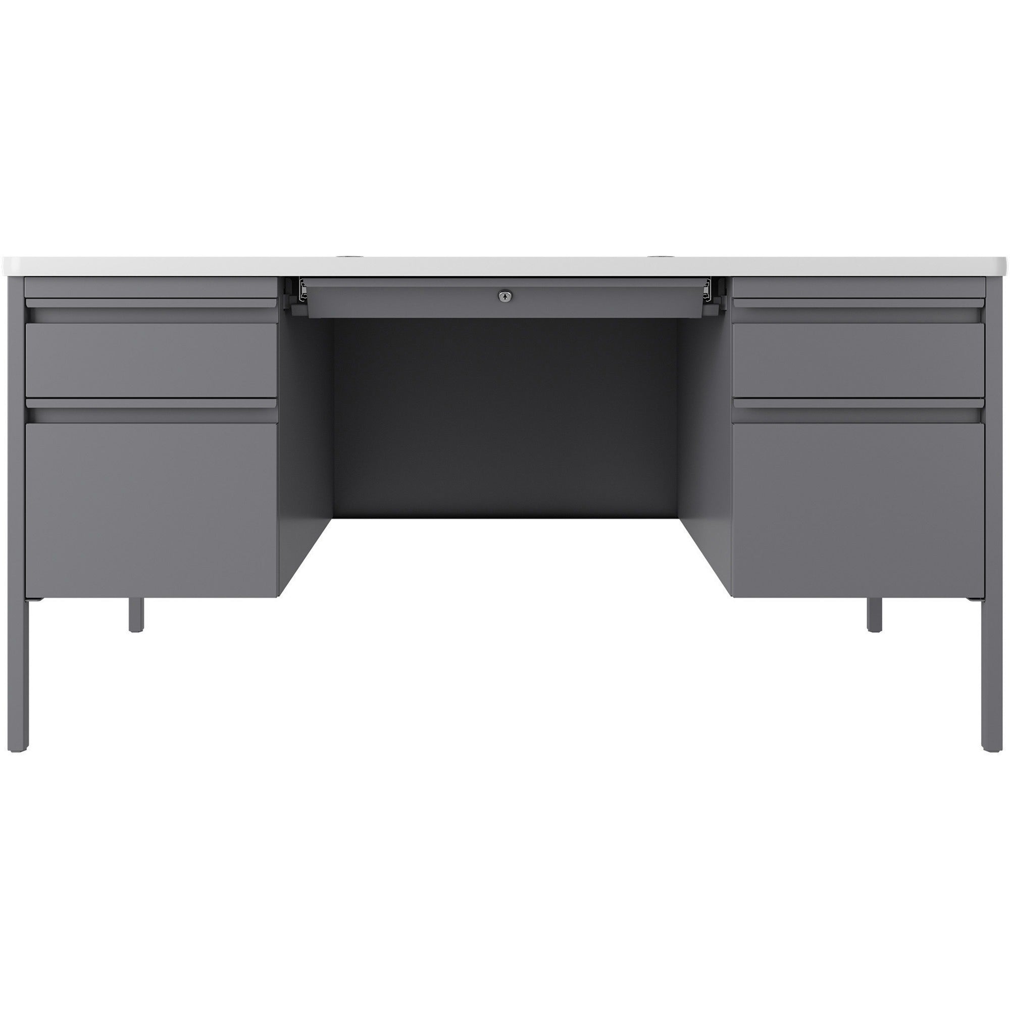 lorell-fortress-series-double-pedestal-teachers-desk-60-x-30295-double-pedestal-t-mold-edge-material-steel-finish-gray_llr66942 - 2