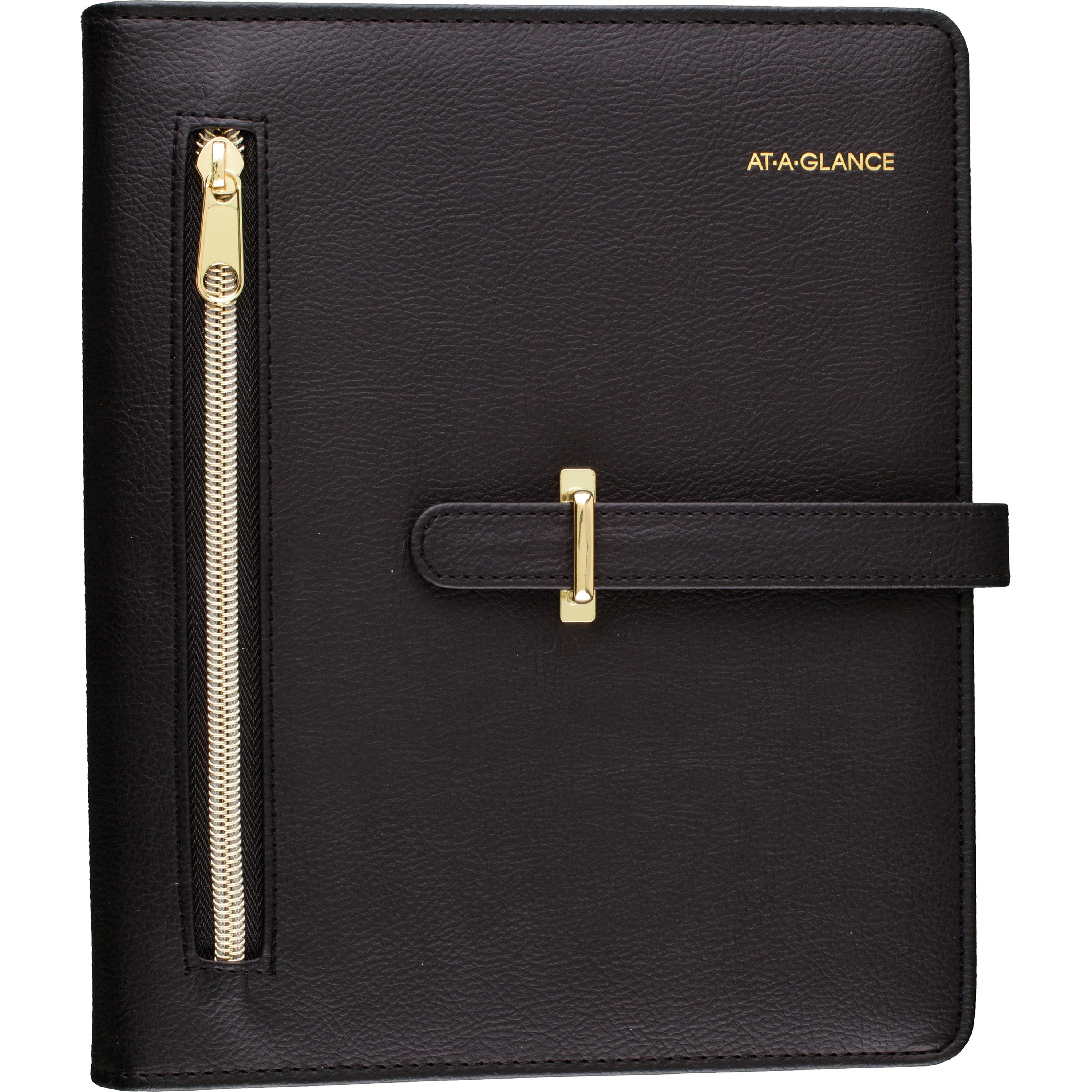 At-A-Glance Buckle Closure Undated Desk Start Set - Julian Dates - Weekly, Monthly - 8:00 AM to 5:00 PM - 1 Month, 1 Week Double Page Layout - 5 1/2" x 8 1/2" Sheet Size - 7-ring - Buckle Closure - Desk - Black - Faux Leather - Reference Calendar, Ta - 2