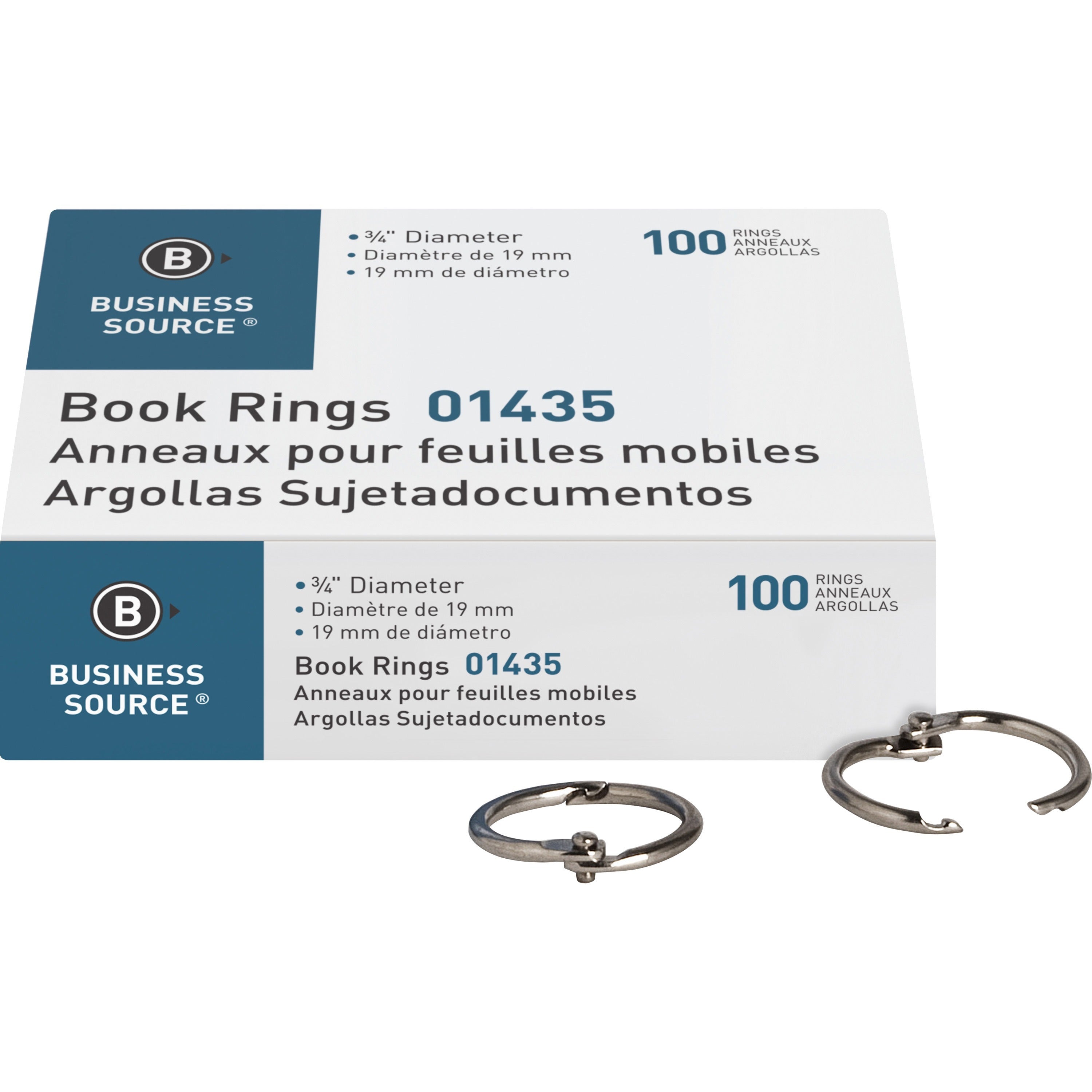 business-source-standard-book-rings-08-diameter-silver-100-box_bsn01435 - 1