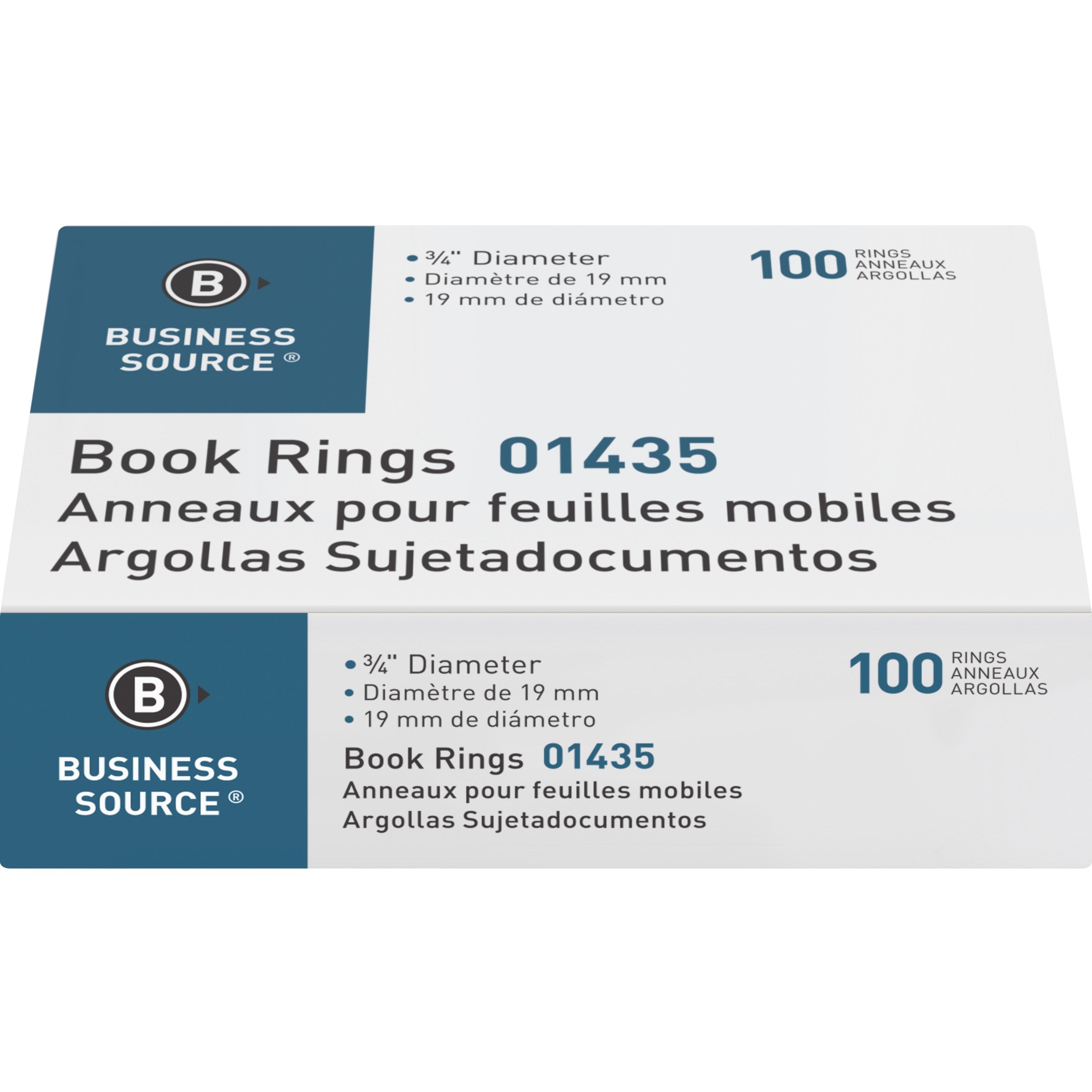 business-source-standard-book-rings-08-diameter-silver-500-bundle_bsn01435bd - 2