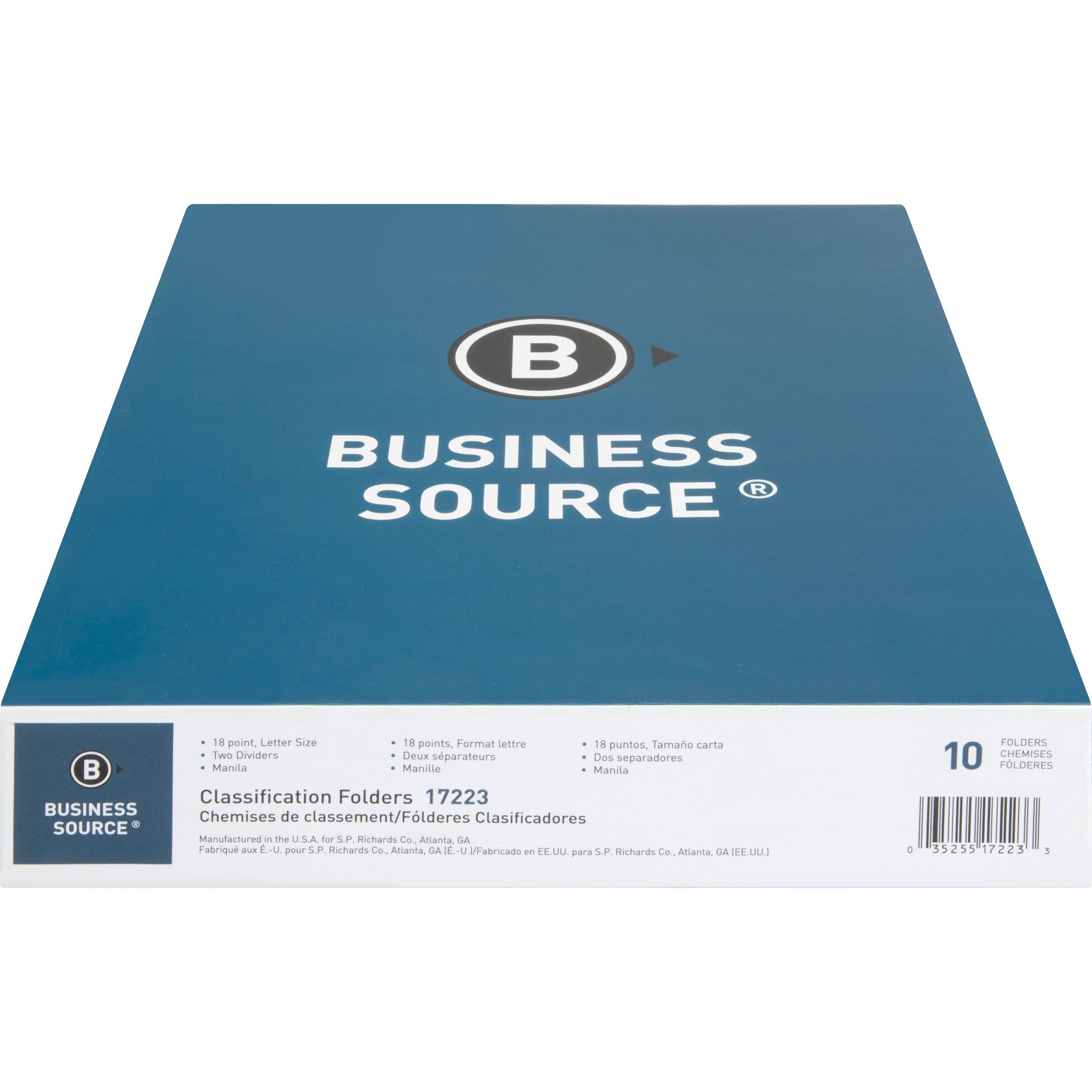 business-source-letter-recycled-classification-folder-8-1-2-x-11-2-expansion-2-fastener-capacity-2-dividers-10%-recycled-10-box_bsn17223 - 2