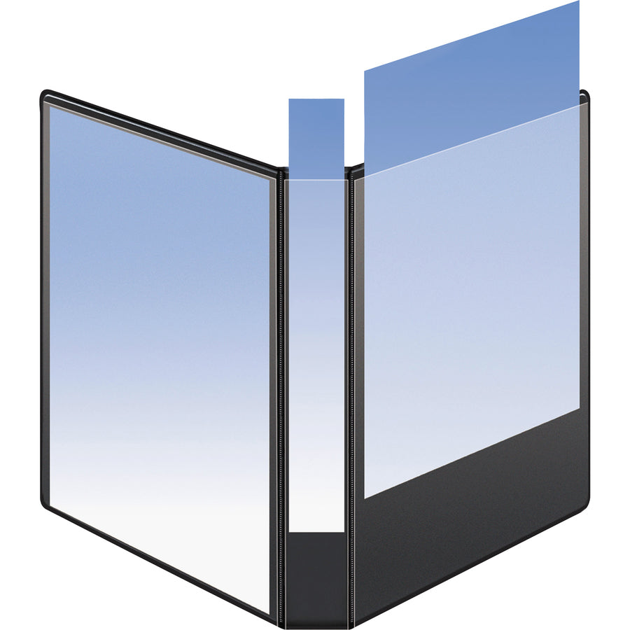 business-source-round-ring-view-binder-1-binder-capacity-letter-8-1-2-x-11-sheet-size-225-sheet-capacity-round-ring-fasteners-2-internal-pockets-polypropylene-chipboard-board-light-blue-wrinkle-free-non-glare-transfer-saf_bsn19602 - 2