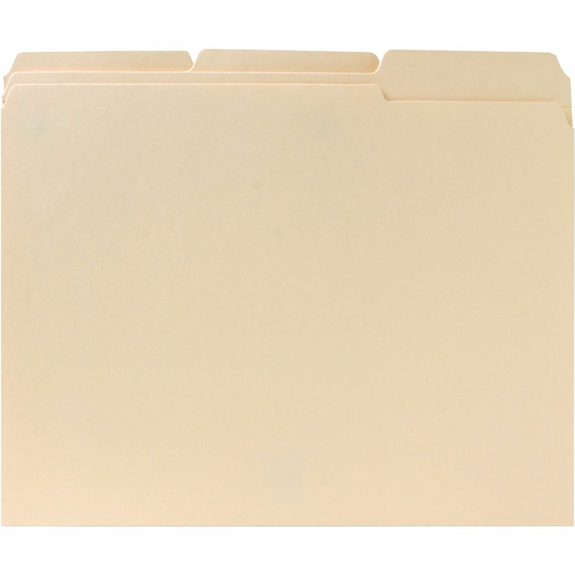 business-source-1-3-tab-cut-letter-recycled-classification-folder-8-1-2-x-11-3-4-expansion-top-tab-location-assorted-position-tab-position-10%-recycled-100-box_bsn211113 - 1