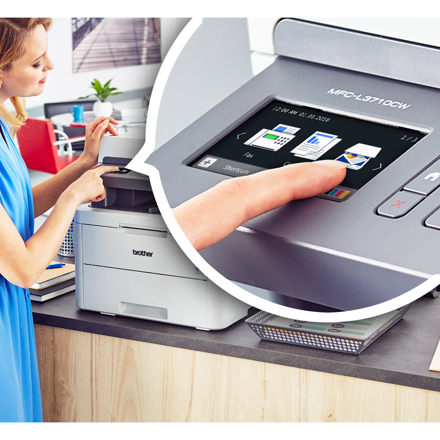 Brother MFC-L3710CW Compact Digital Color All-in-One Printer Providing Laser Quality Results with Wireless - Copier/Fax/Printer/Scanner - 19 ppm Mono/19 ppm Color Print - 600 x 2400 dpi Print - Up to 30000 Pages Monthly - 251 sheets Input - Color Sca - 5