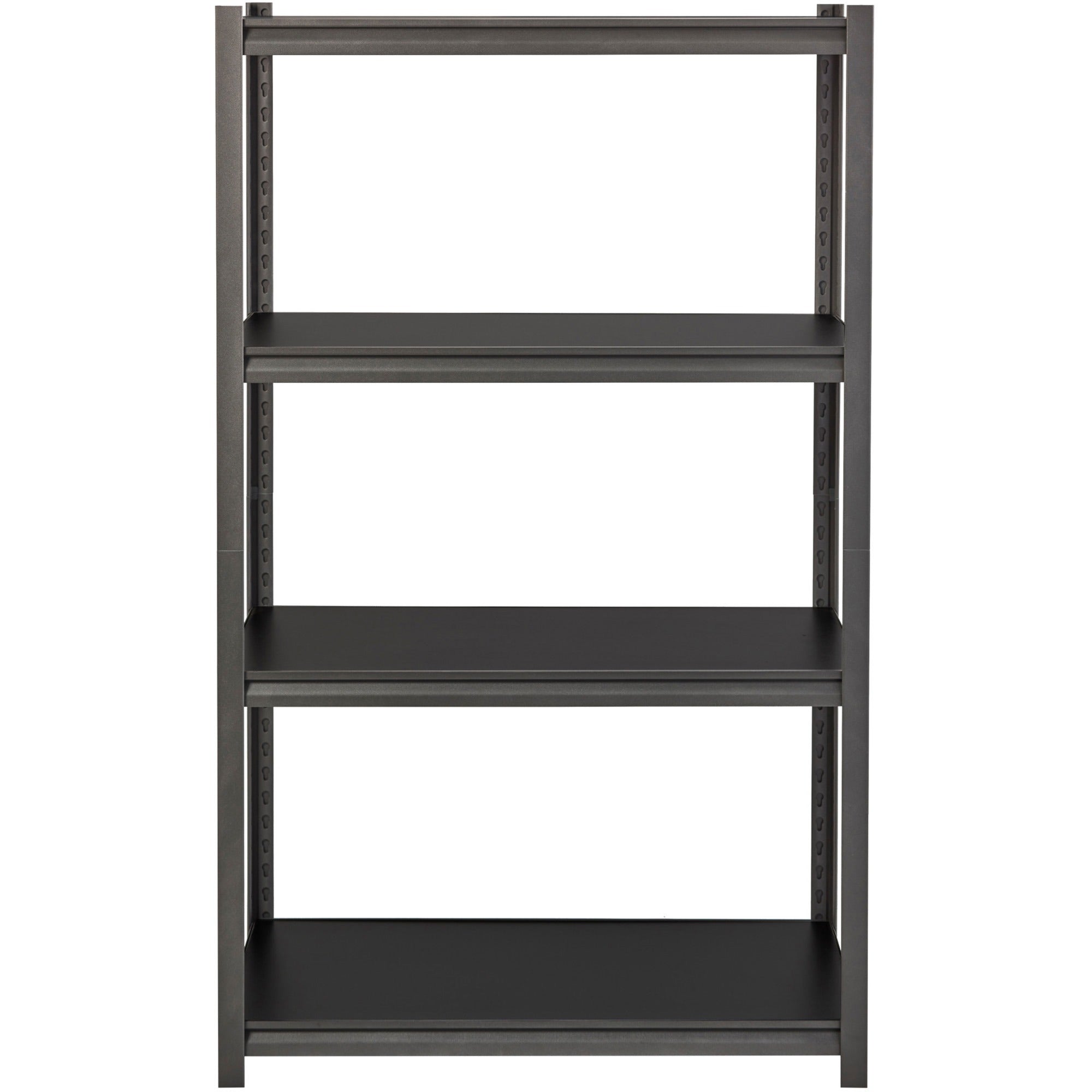 lorell-iron-horse-3200-lb-capacity-riveted-shelving-4-shelfves-60-height-x-36-width-x-18-depth-30%-recycled-black-steel-laminate-1-each_llr59700 - 2