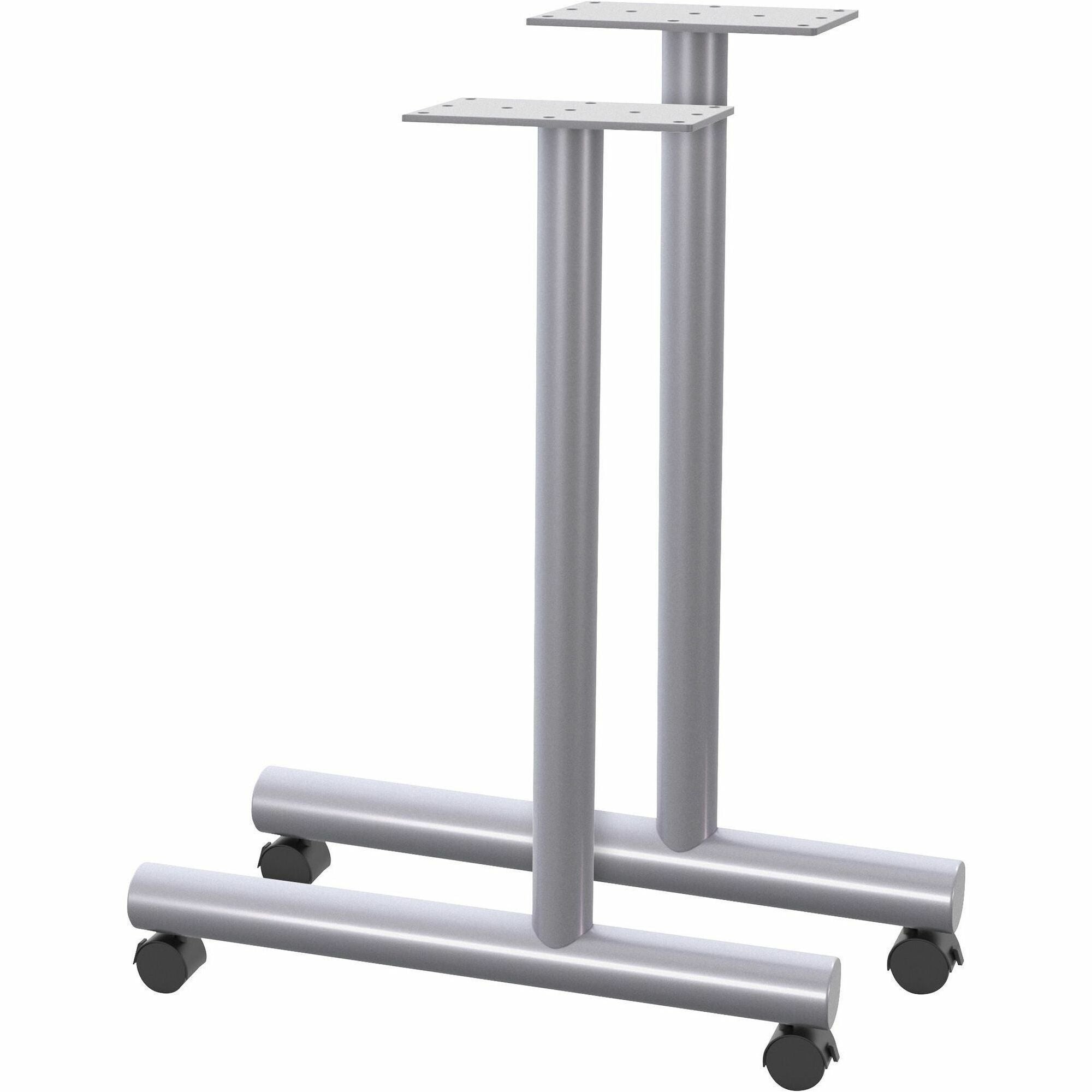 Lorell Training Table C-Leg Table Base with 2" Casters - Metallic Silver C-leg Base - 27" Height x 1.50" Width x 22" Depth - 1 / Set